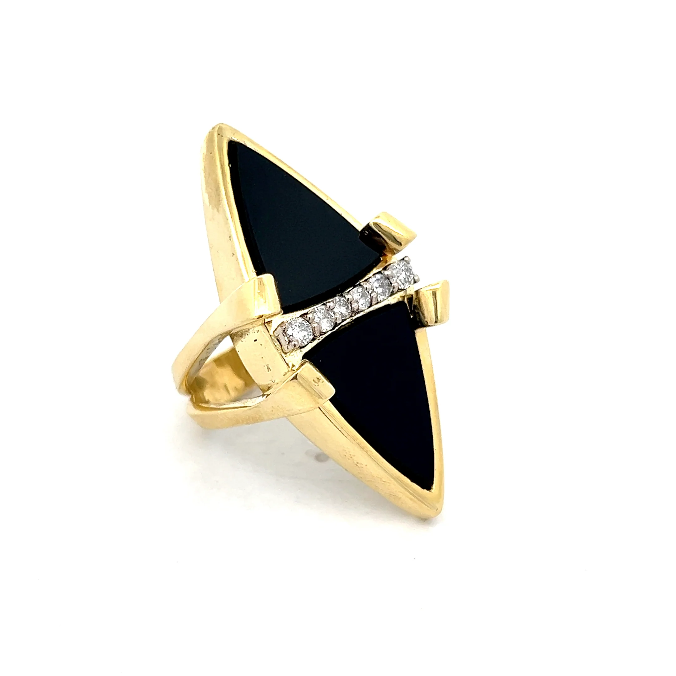 .40 Vintage Onyx & Diamond Cocktail Ring in 18k - Image 3