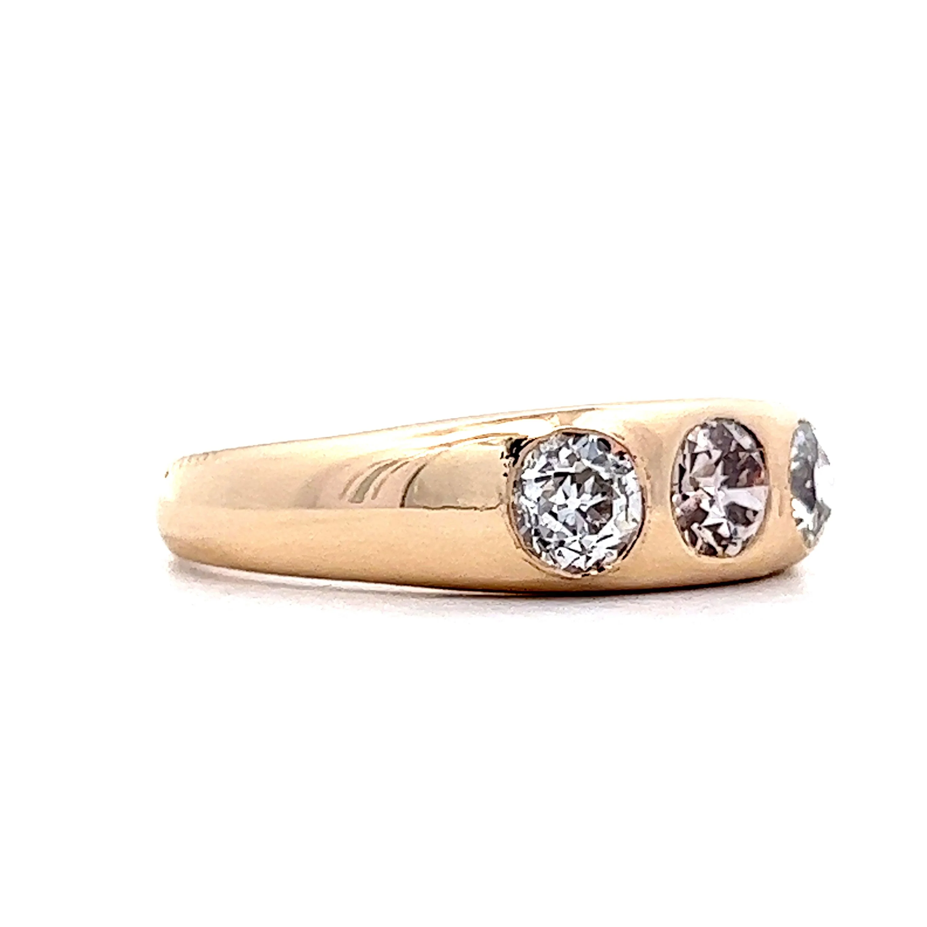 Vintage Men's Diamond Three Stone Ring in 14k Yellow Gold - Image 3