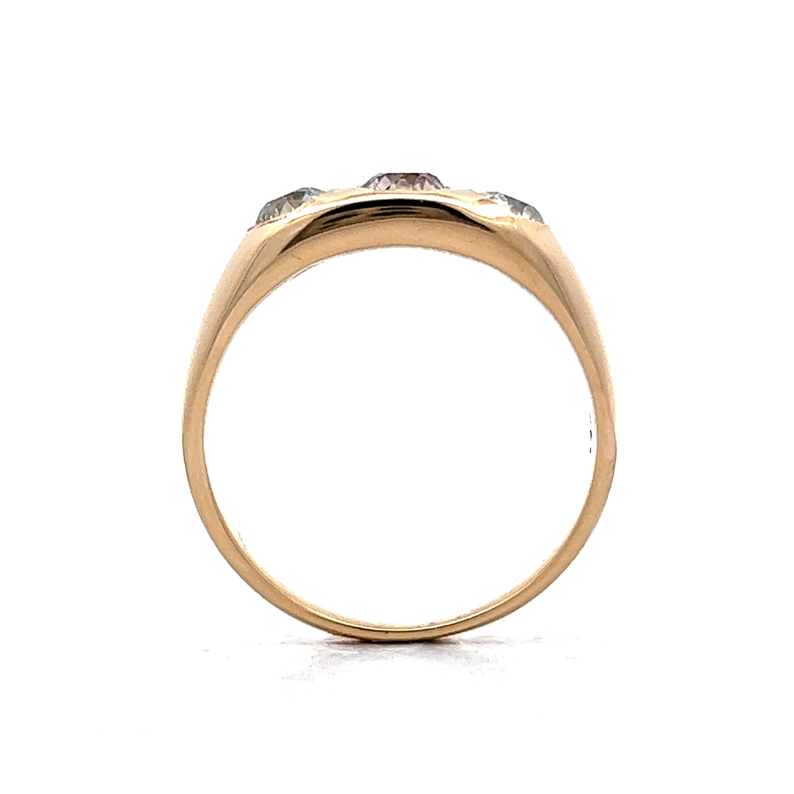 Vintage Men's Diamond Three Stone Ring in 14k Yellow Gold - Image 5