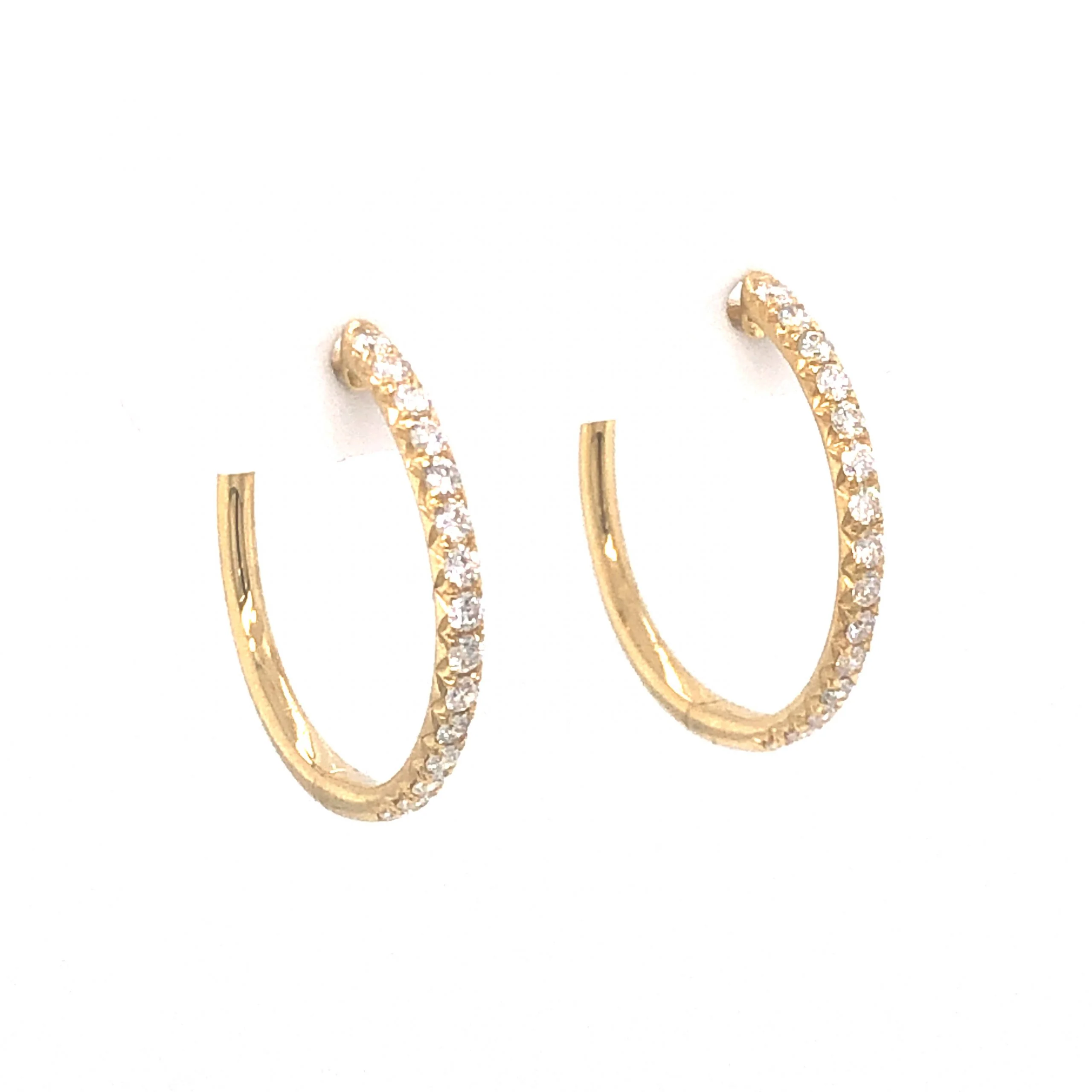 .41 Diamond Earring Hoops in 14K Yellow Gold - Image 3