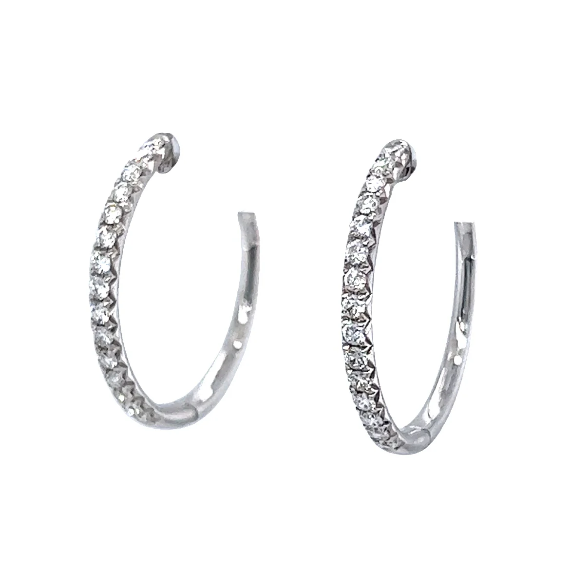 .41 Diamond Hoop Earrings in 18k White Gold - Image 2