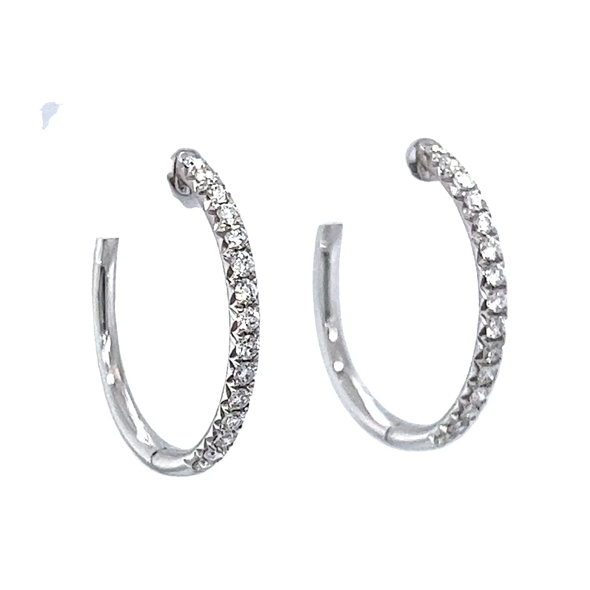 .41 Diamond Hoop Earrings in 18k White Gold - Image 3