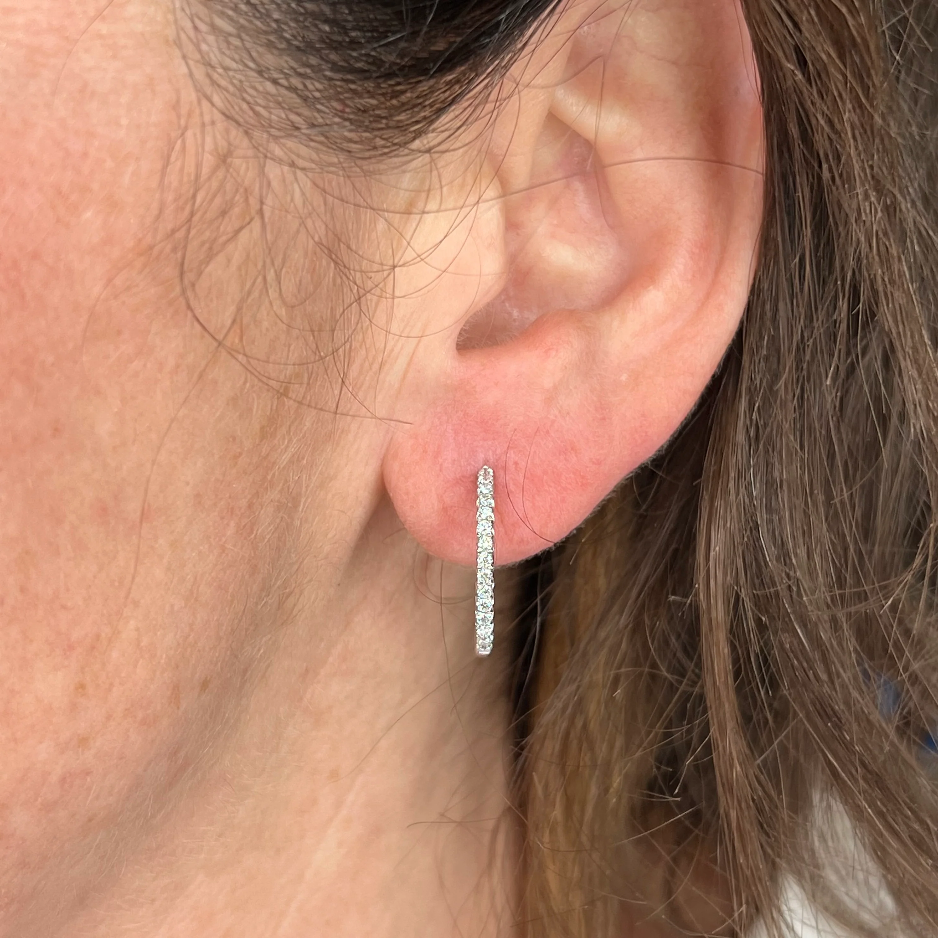 .41 Diamond Hoop Earrings in 18k White Gold - Image 4