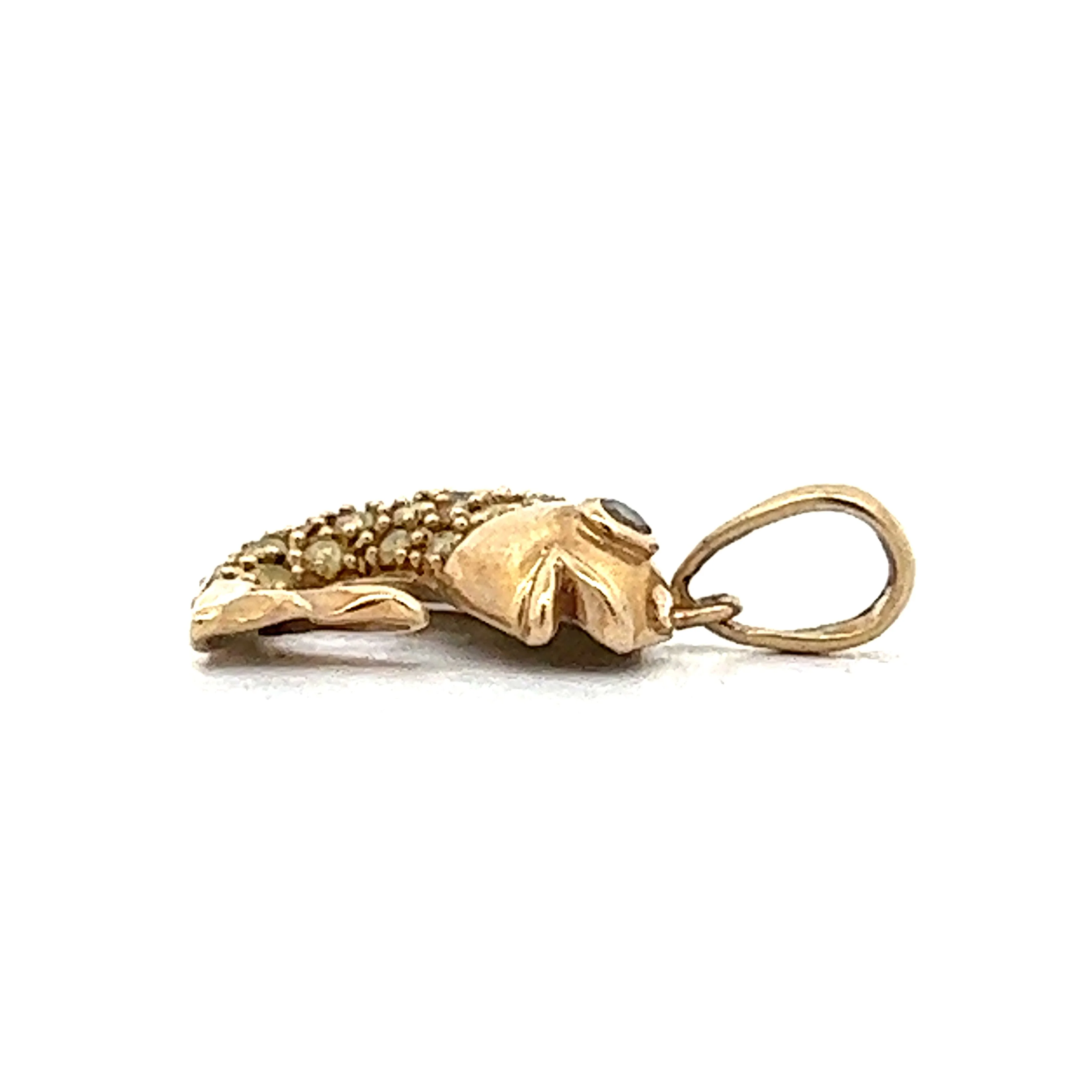 .41 Diamond Koi Fish Pendant Charm in 10k Yellow Gold - Image 3