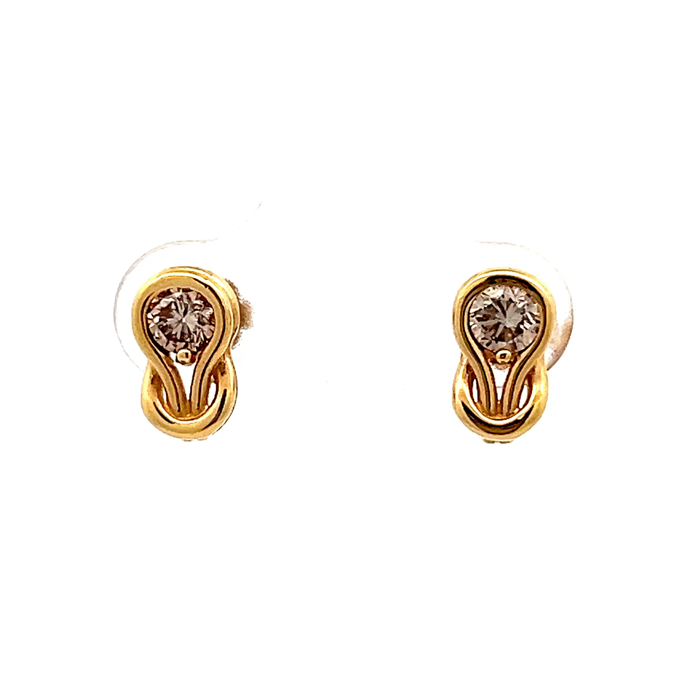 .41 Knot Style Diamond Stud Earrings 14k Yellow Gold