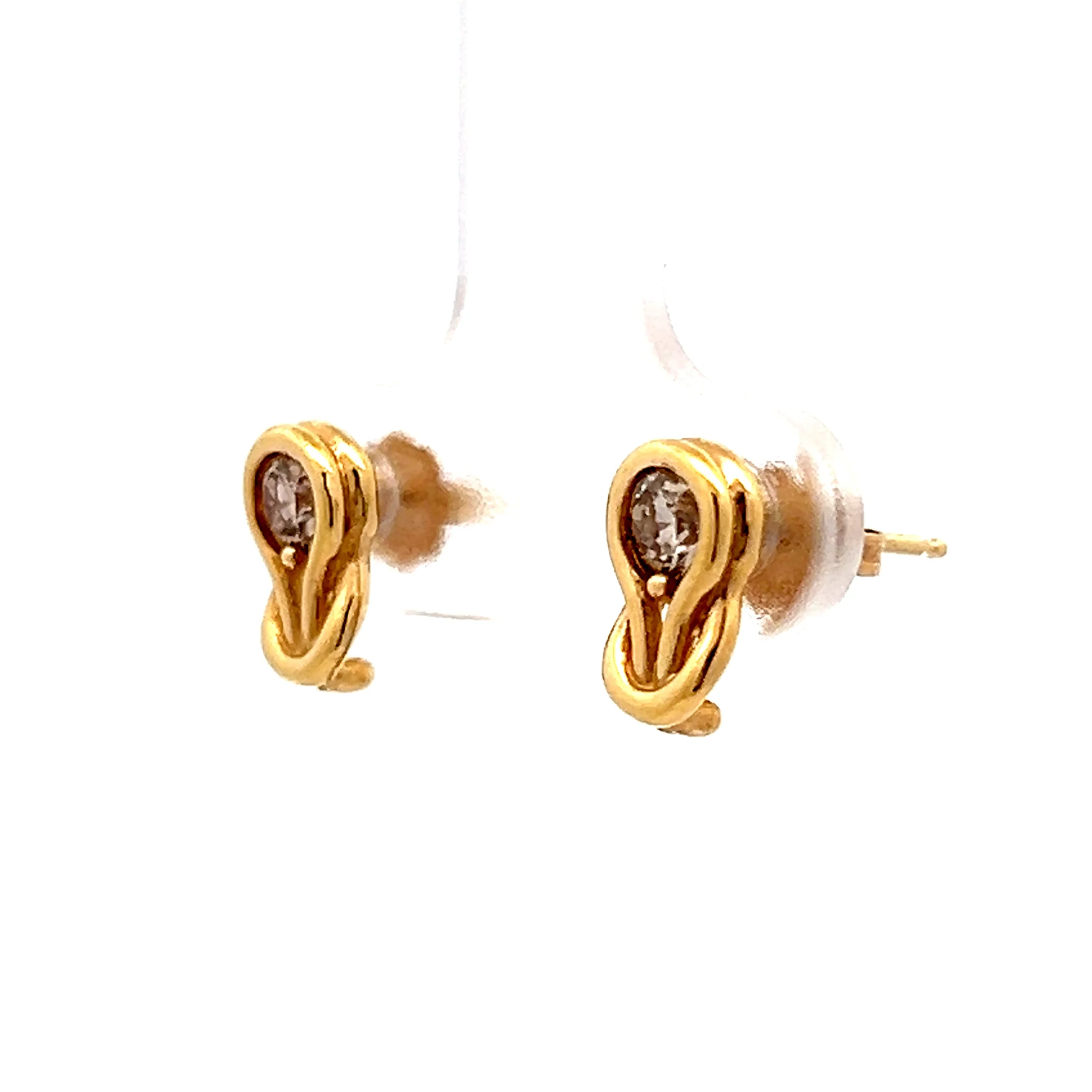 .41 Knot Style Diamond Stud Earrings 14k Yellow Gold - Image 2