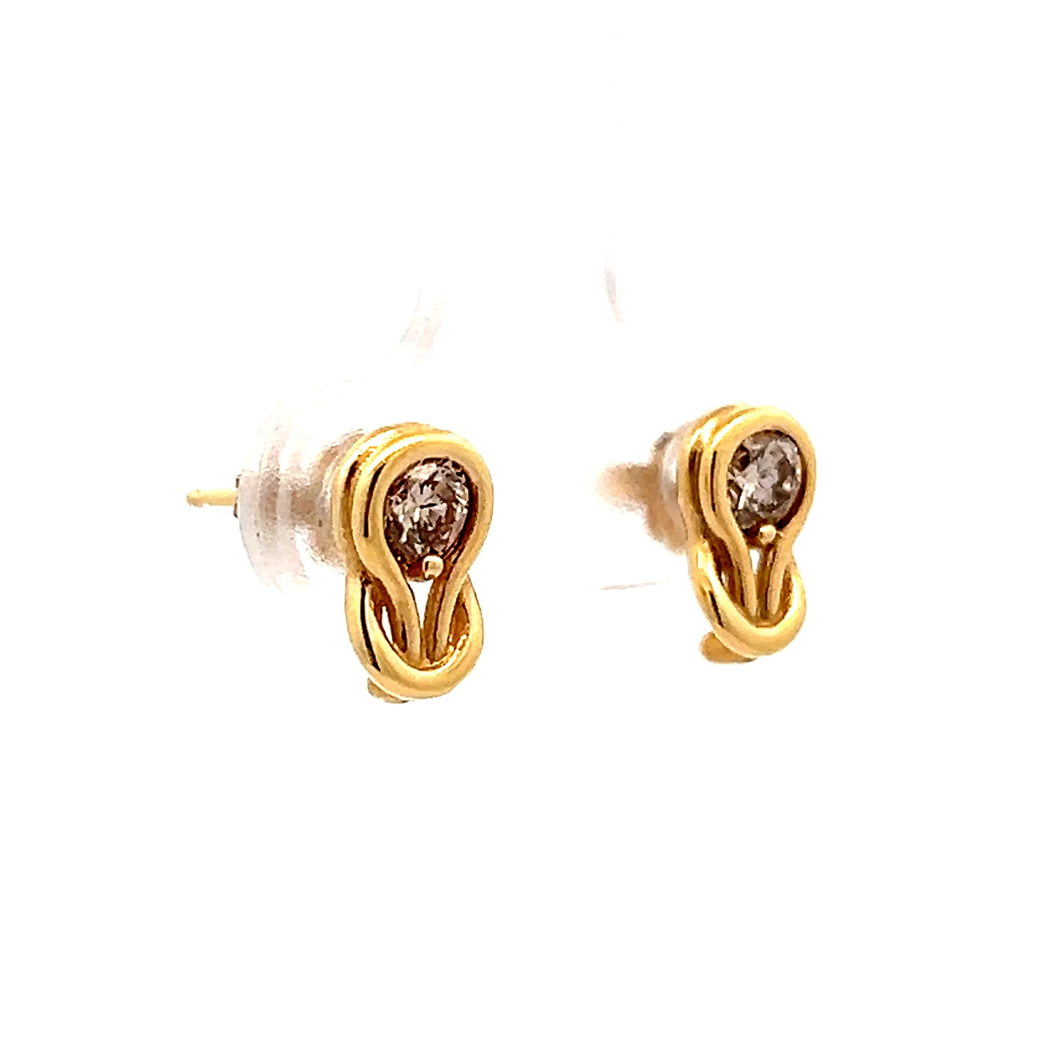 .41 Knot Style Diamond Stud Earrings 14k Yellow Gold - Image 3