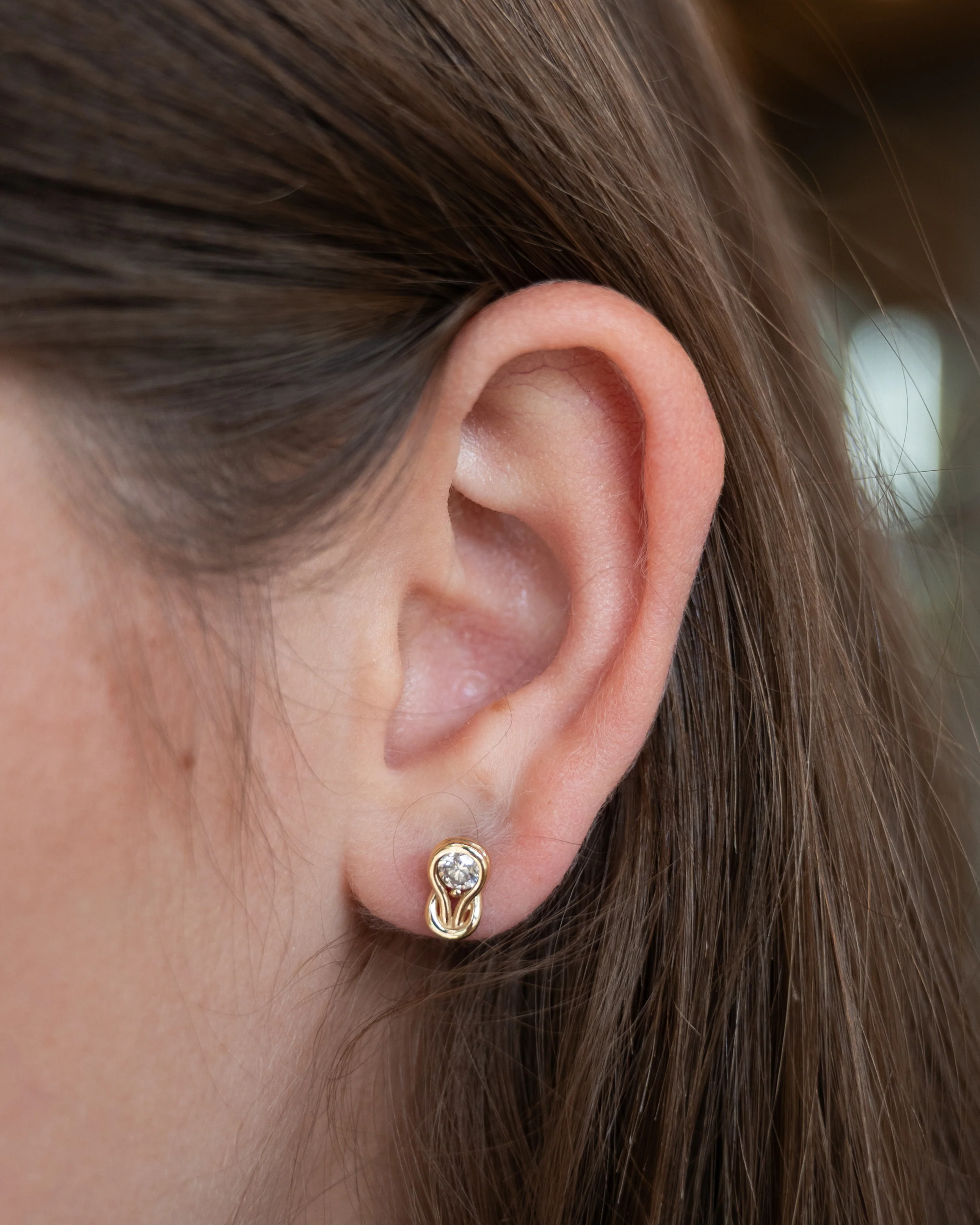 .41 Knot Style Diamond Stud Earrings 14k Yellow Gold - Image 5