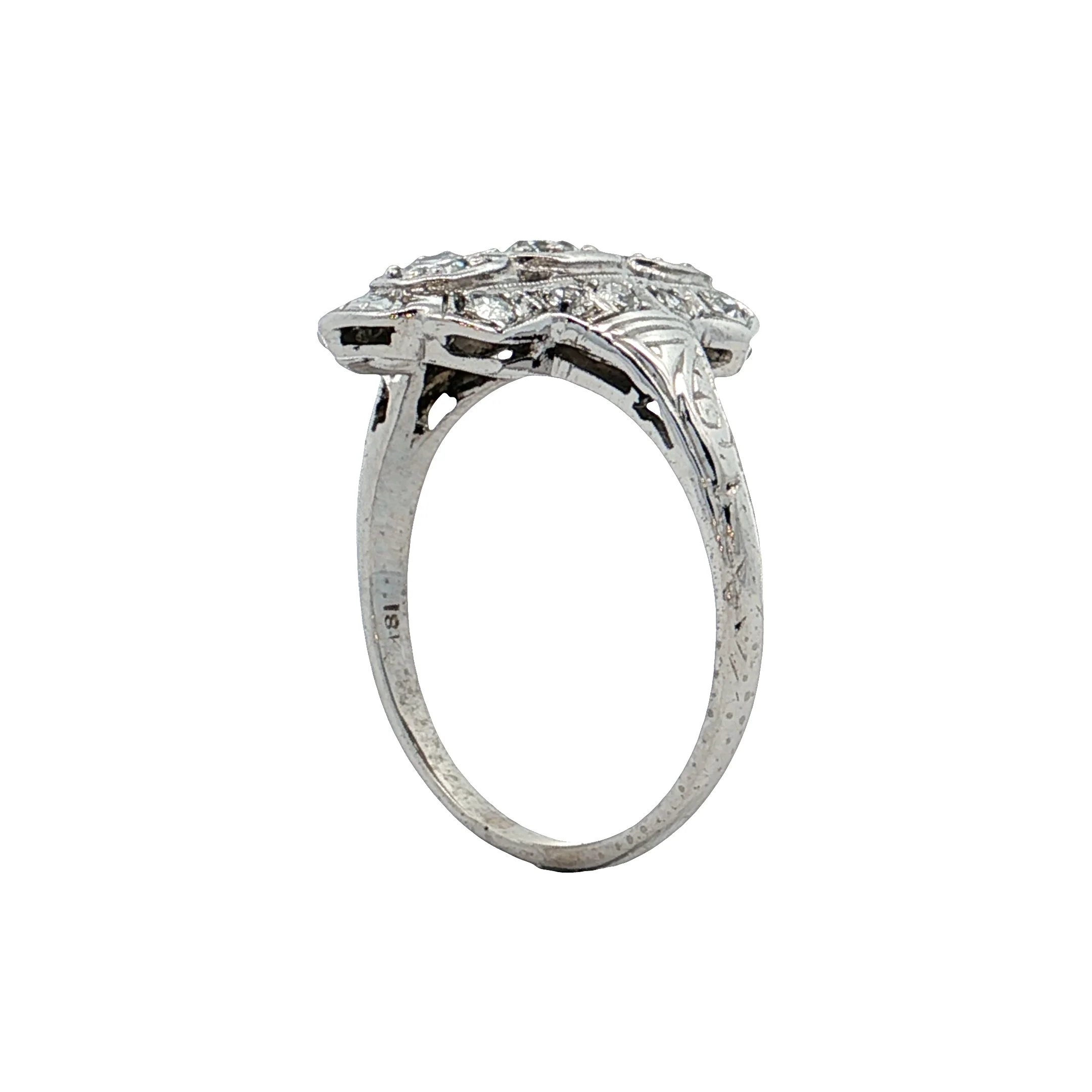 .42 Antique Deco Navette Cocktail Ring in 18k - Image 5