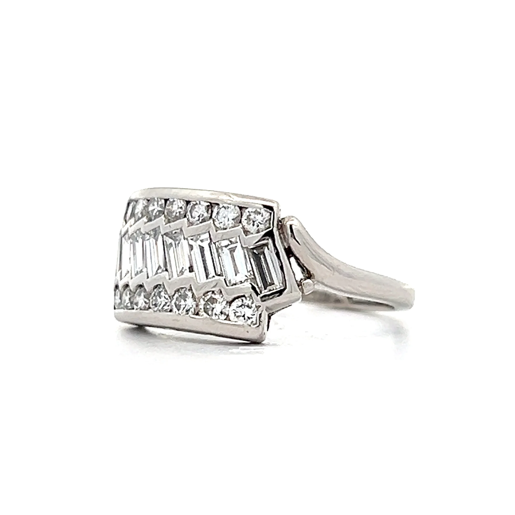 .42 Baguette Diamond Cocktail Ring in 14k White Gold - Image 2