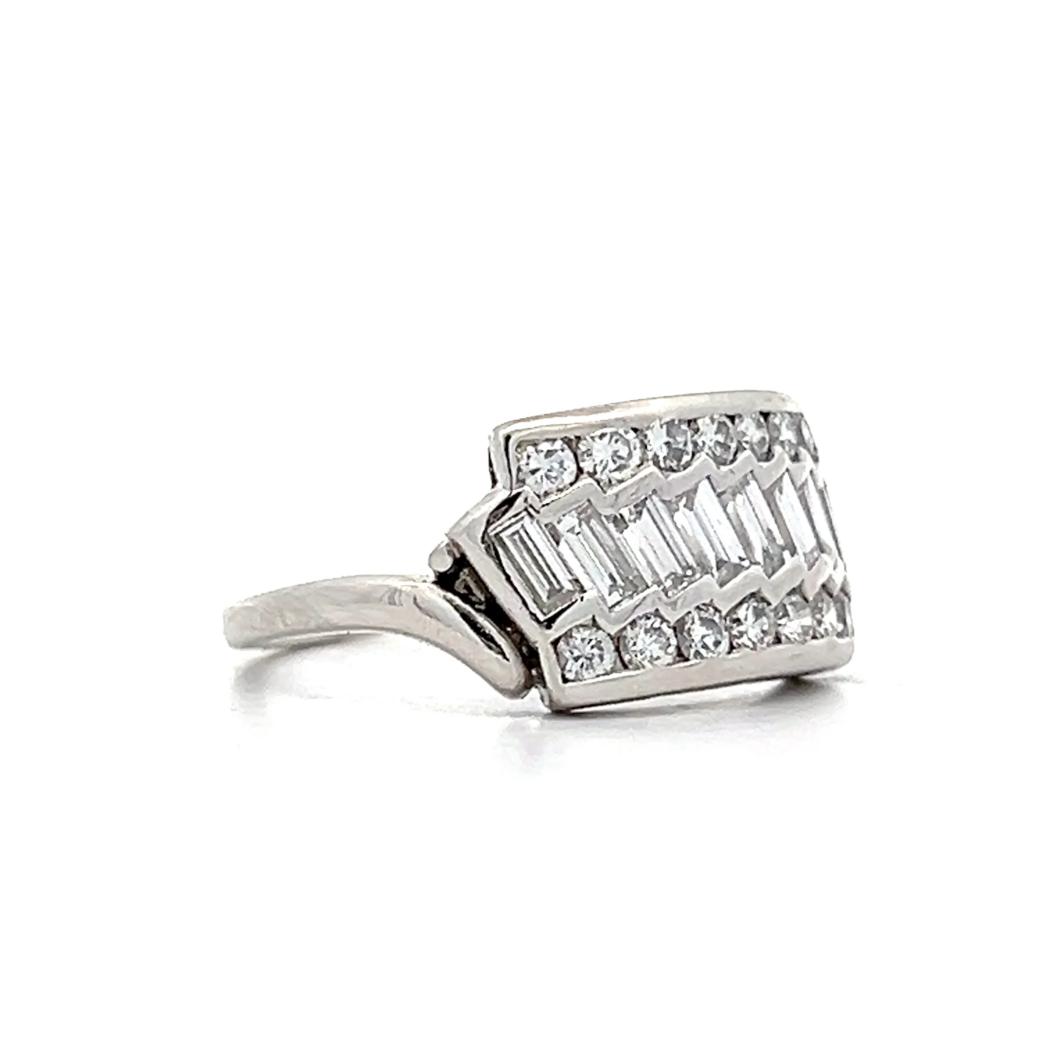 .42 Baguette Diamond Cocktail Ring in 14k White Gold - Image 3
