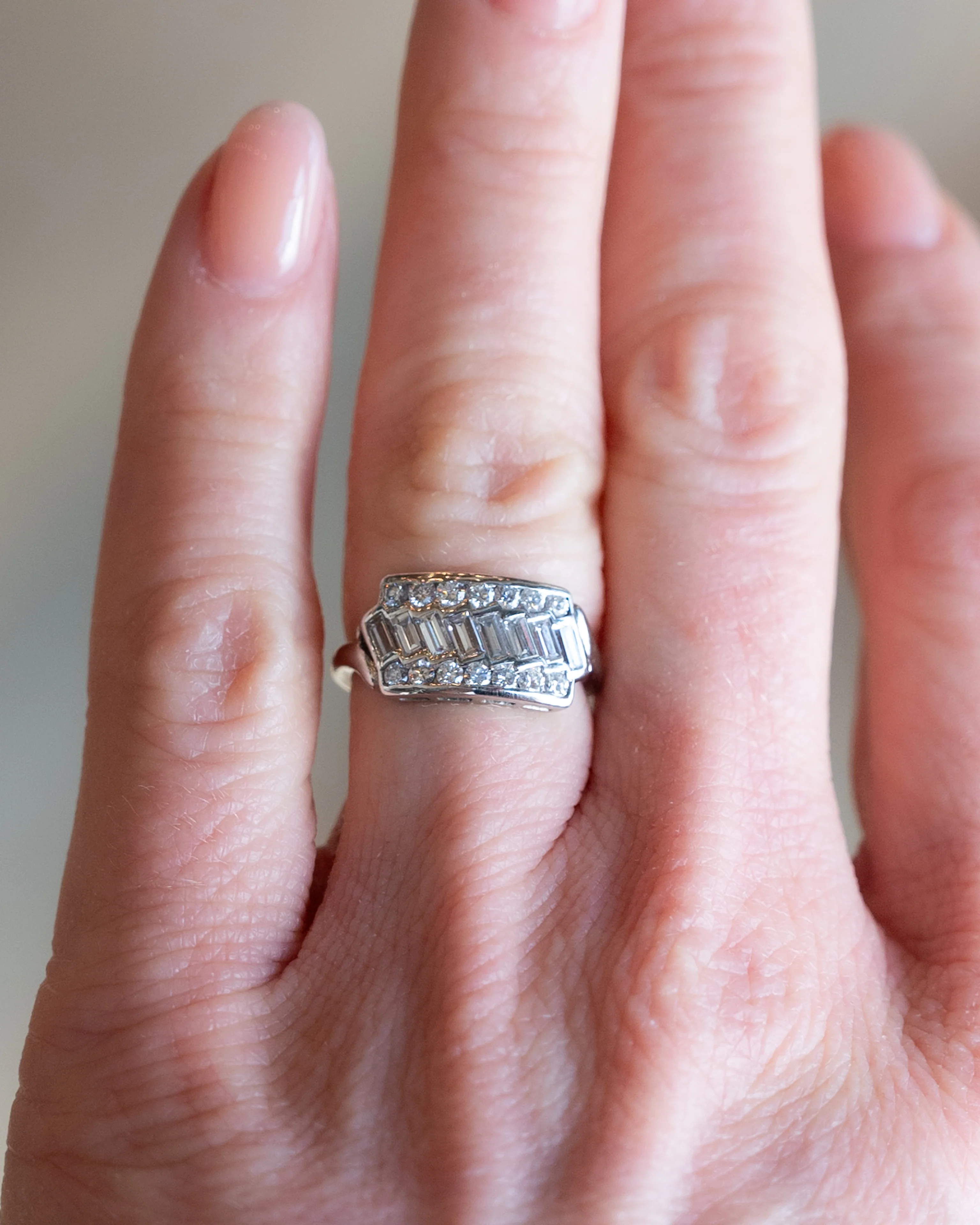 .42 Baguette Diamond Cocktail Ring in 14k White Gold - Image 6