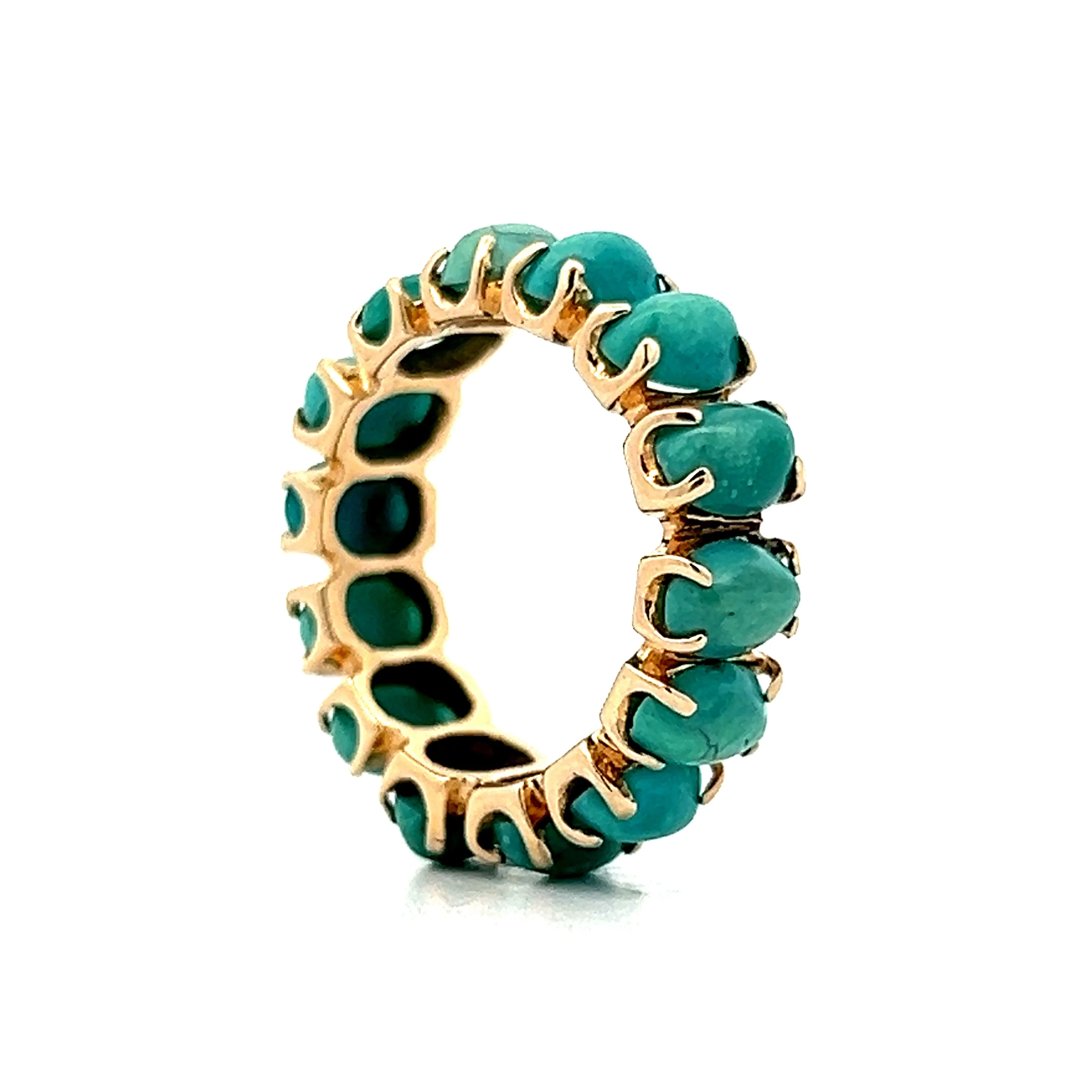 .42 Cabochon Turquoise Eternity Ring in Yellow Gold - Image 5
