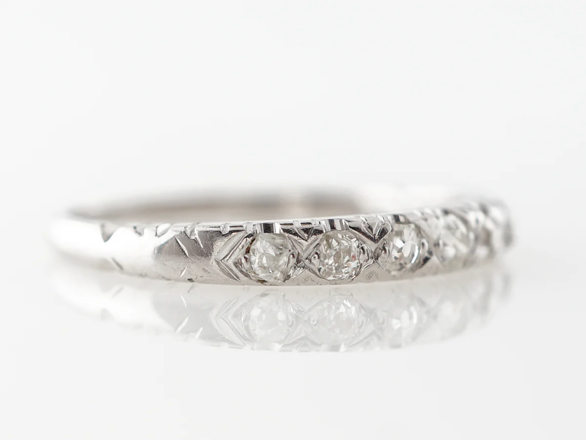 .42 Carat Antique Diamond Wedding Band White Gold - Image 3
