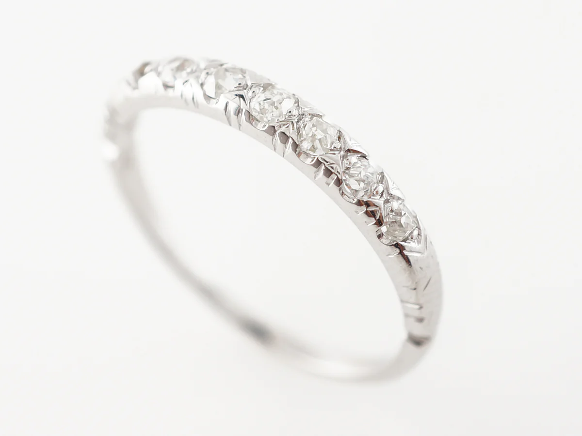 .42 Carat Antique Diamond Wedding Band White Gold - Image 6