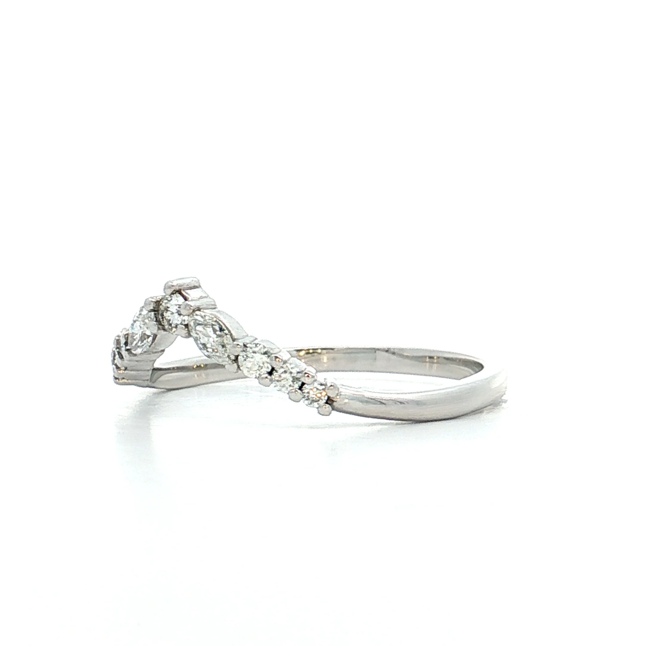 .42 Diamond Contour Wedding Band 14k White Gold - Image 2
