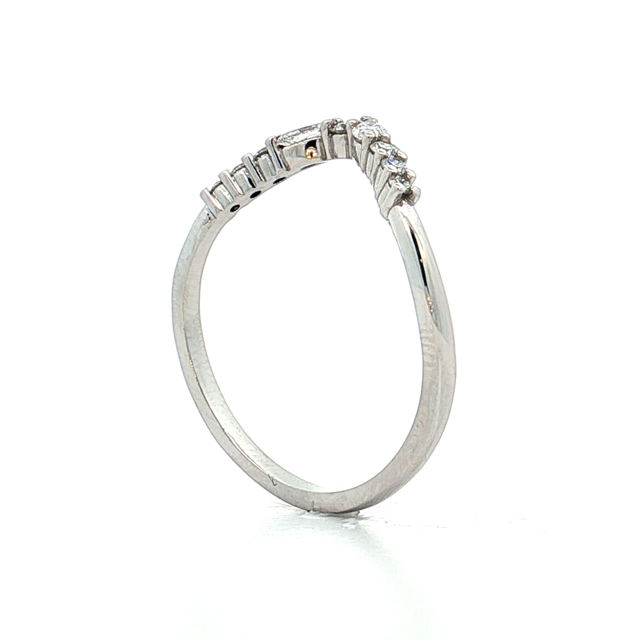 .42 Diamond Contour Wedding Band 14k White Gold - Image 5