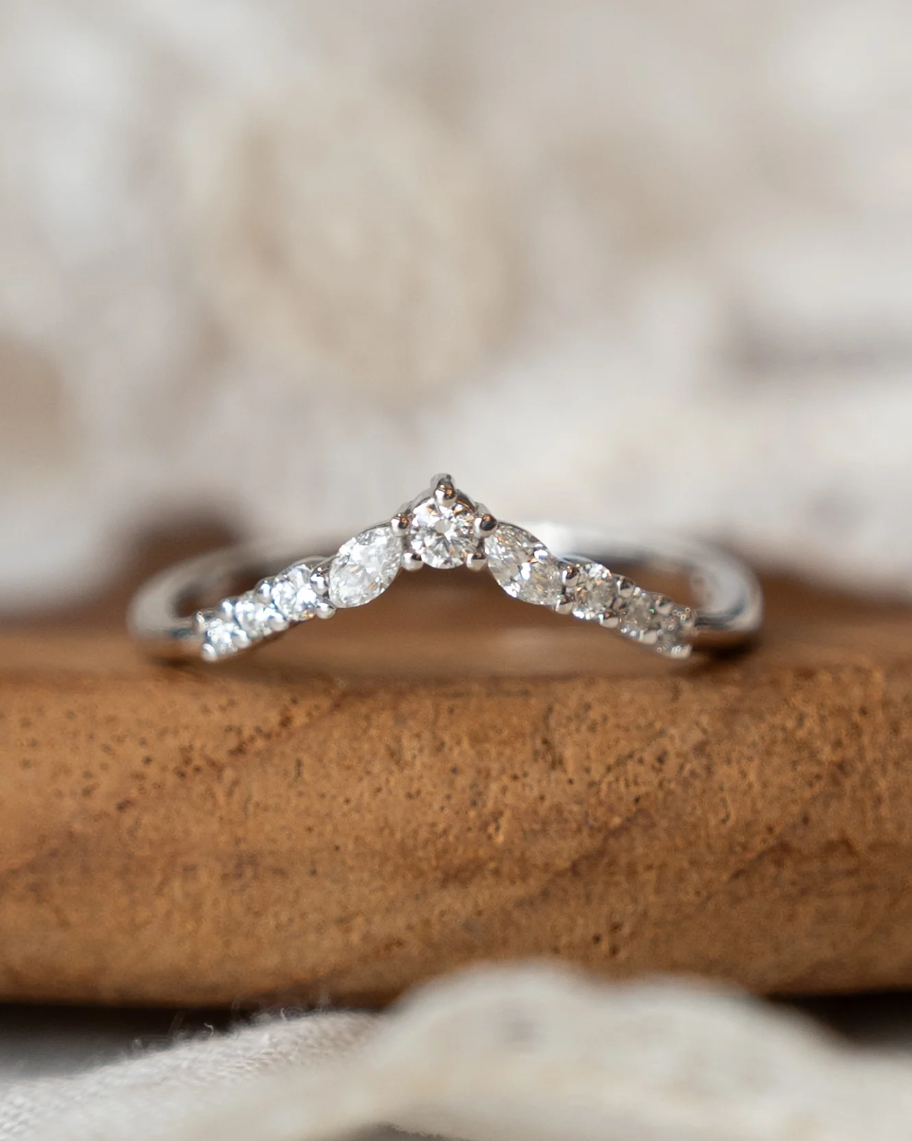 .42 Diamond Contour Wedding Band 14k White Gold - Image 6
