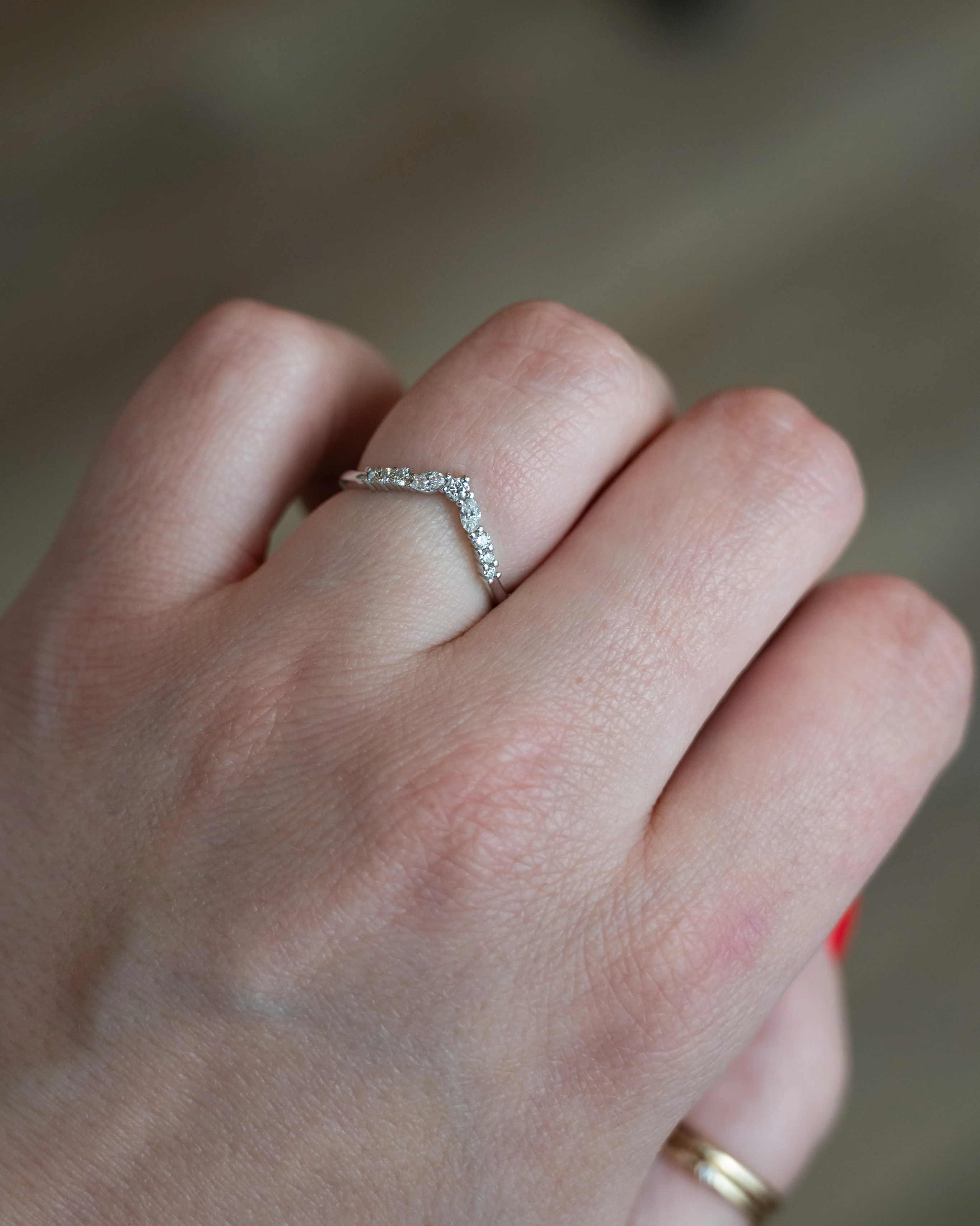 .42 Diamond Contour Wedding Band 14k White Gold - Image 7