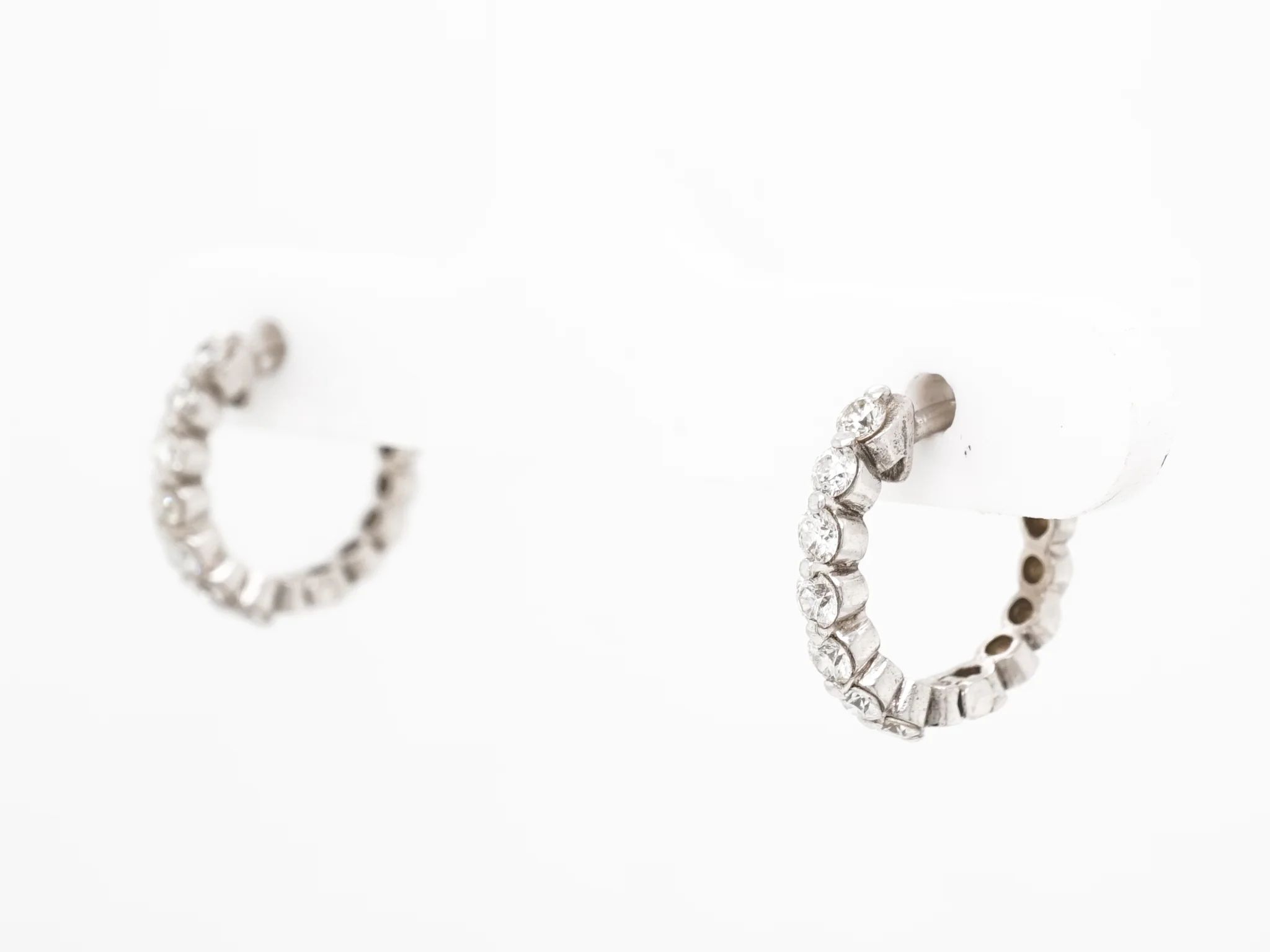 .42 Diamond Hoop Earrings in 14k White Gold - Image 2