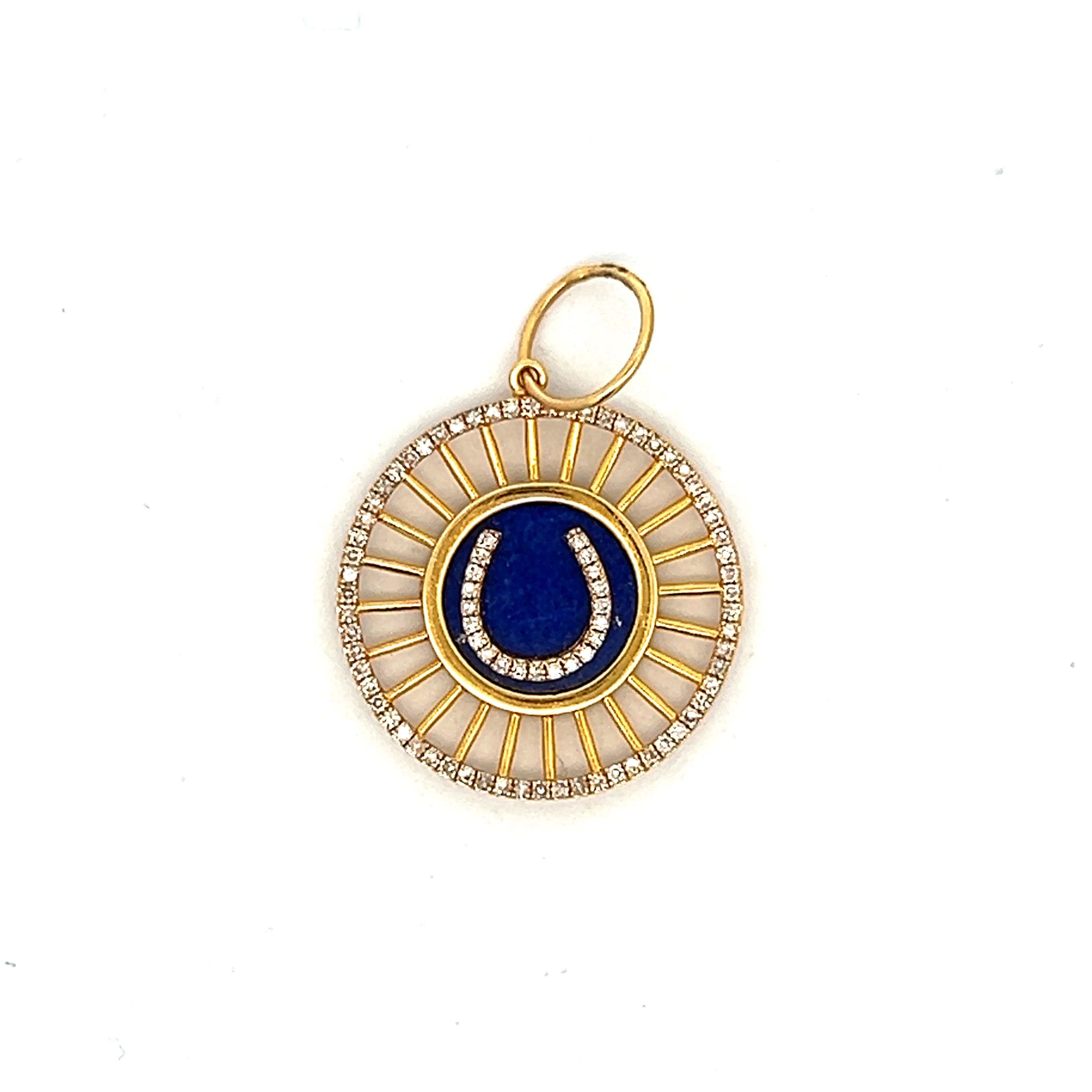 .42 Diamond Horseshoe Pendant Necklace in Yellow Gold