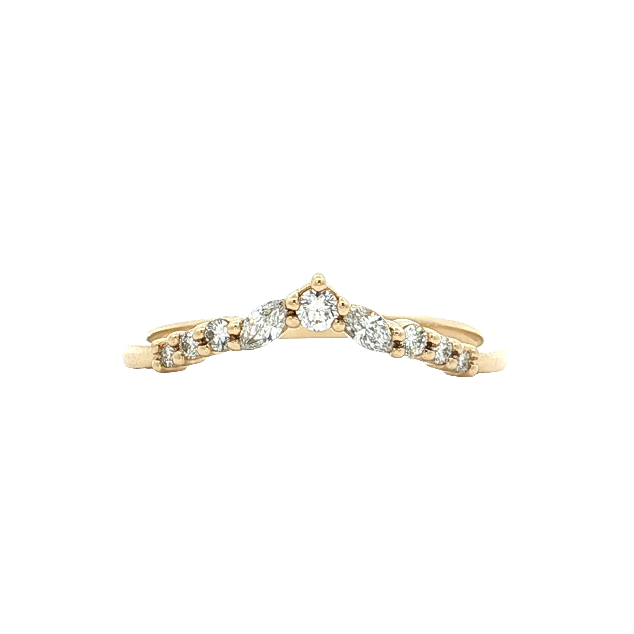 .42 Marquise & Round Diamond Contour Band 14k