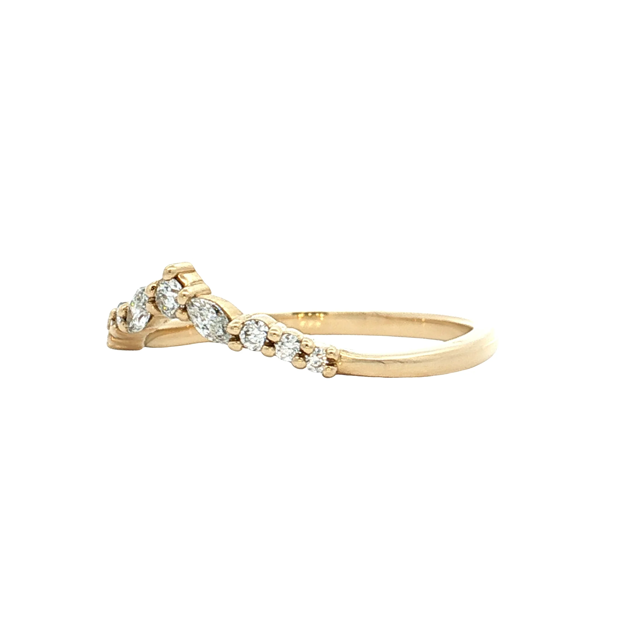 .42 Marquise & Round Diamond Contour Band 14k - Image 2