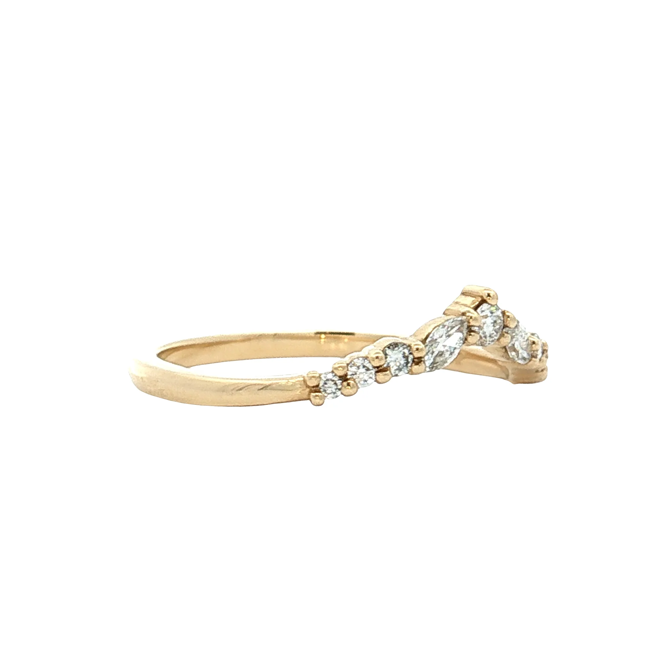 .42 Marquise & Round Diamond Contour Band 14k - Image 3