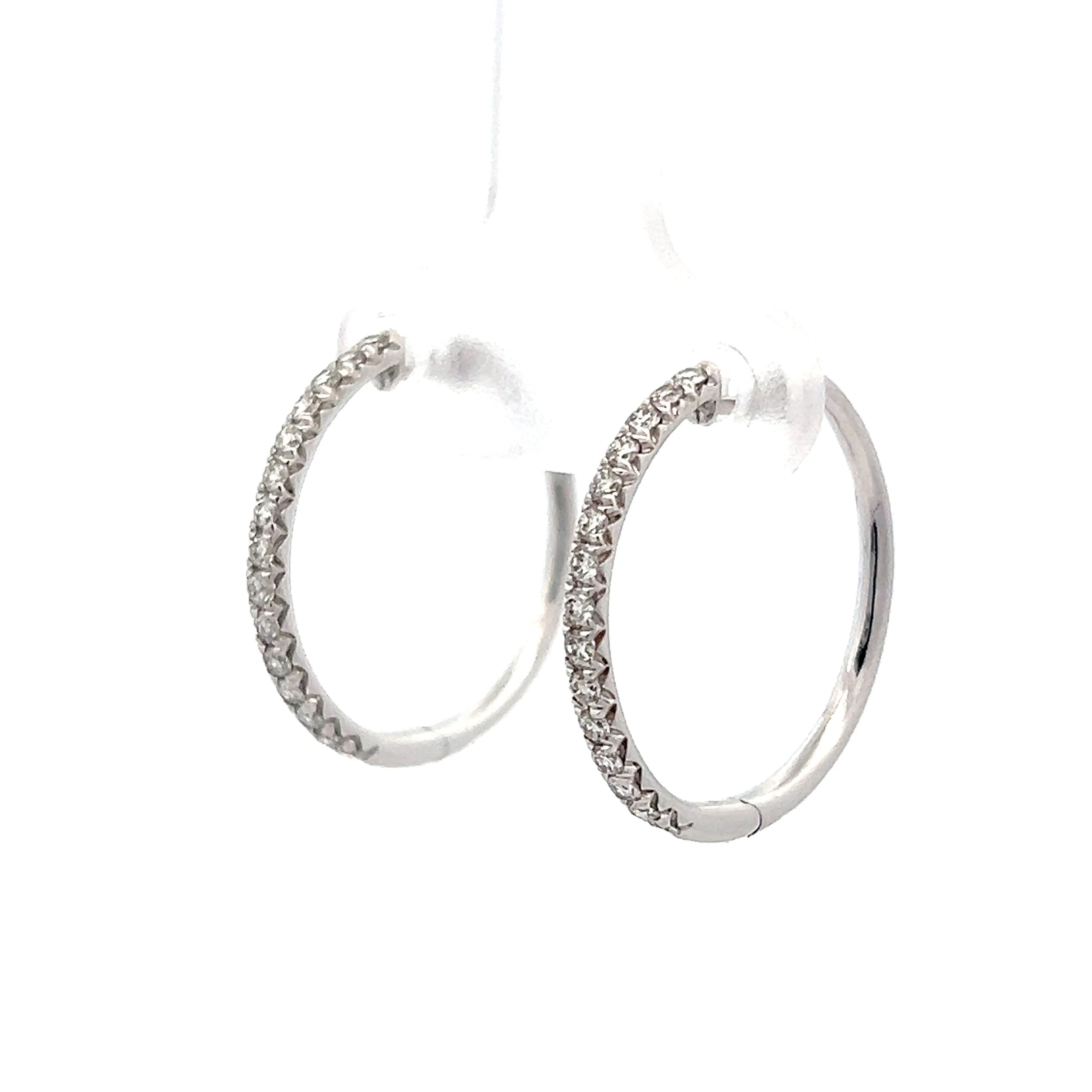 .42 Mid-Size Diamond Hoop Earrings in 14k - Image 2