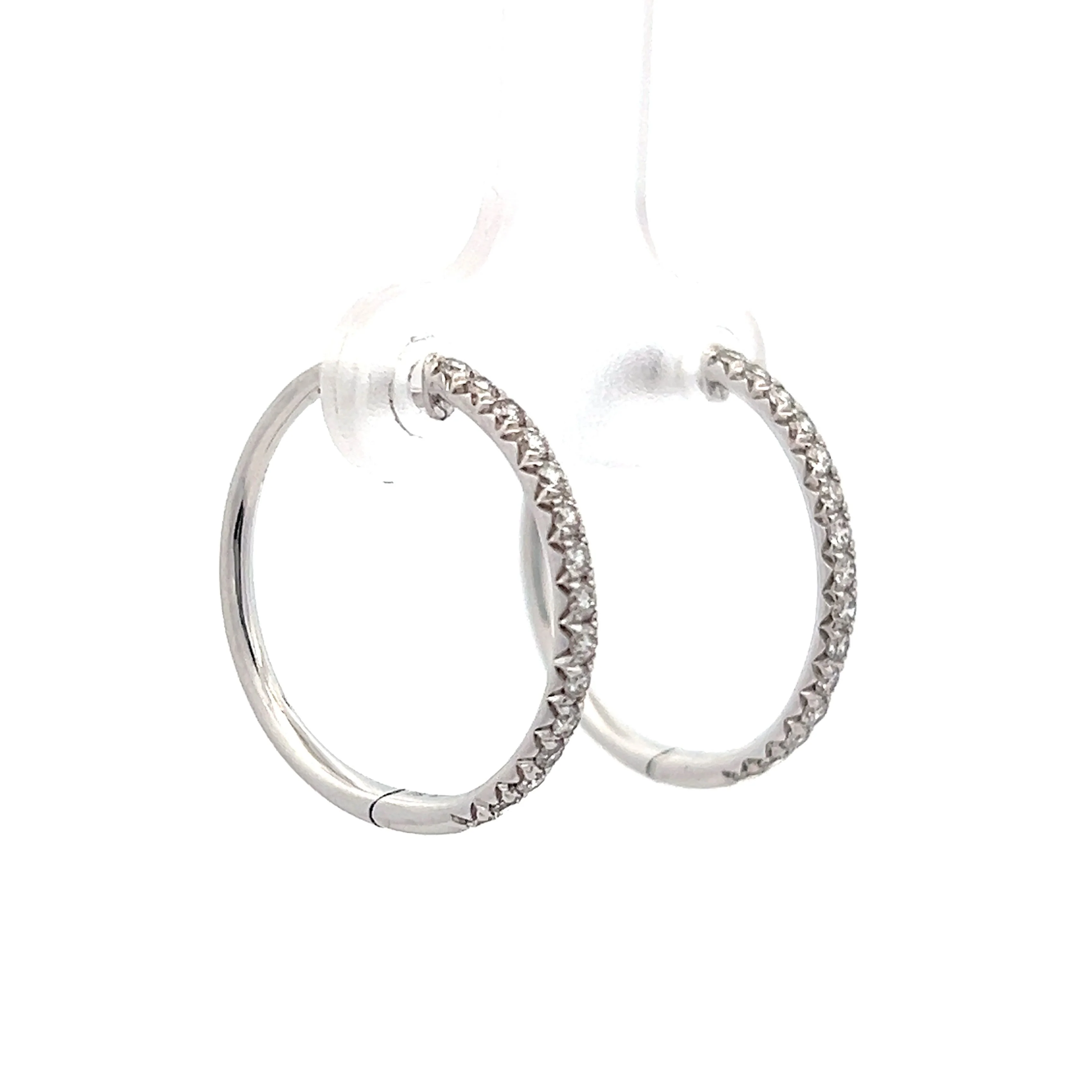 .42 Mid-Size Diamond Hoop Earrings in 14k - Image 3