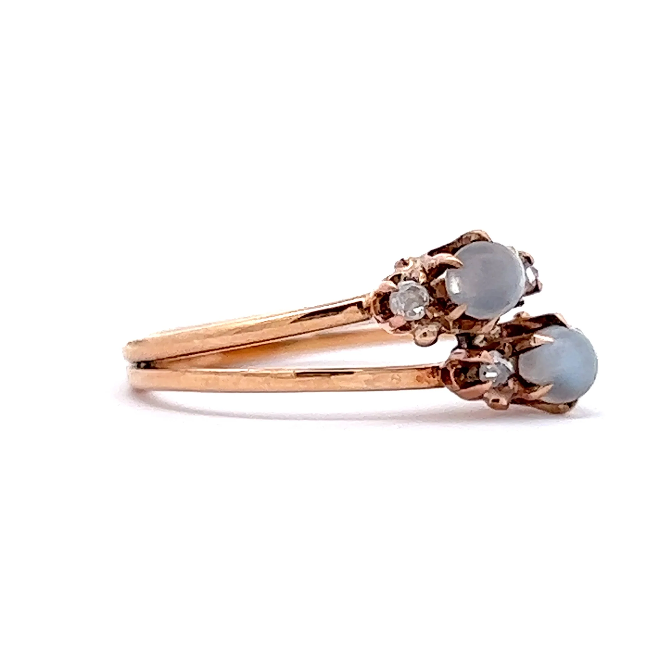 Vintage Victorian Moonstone & Diamond Right Hand Ring in 14k Yellow Gold - Image 3