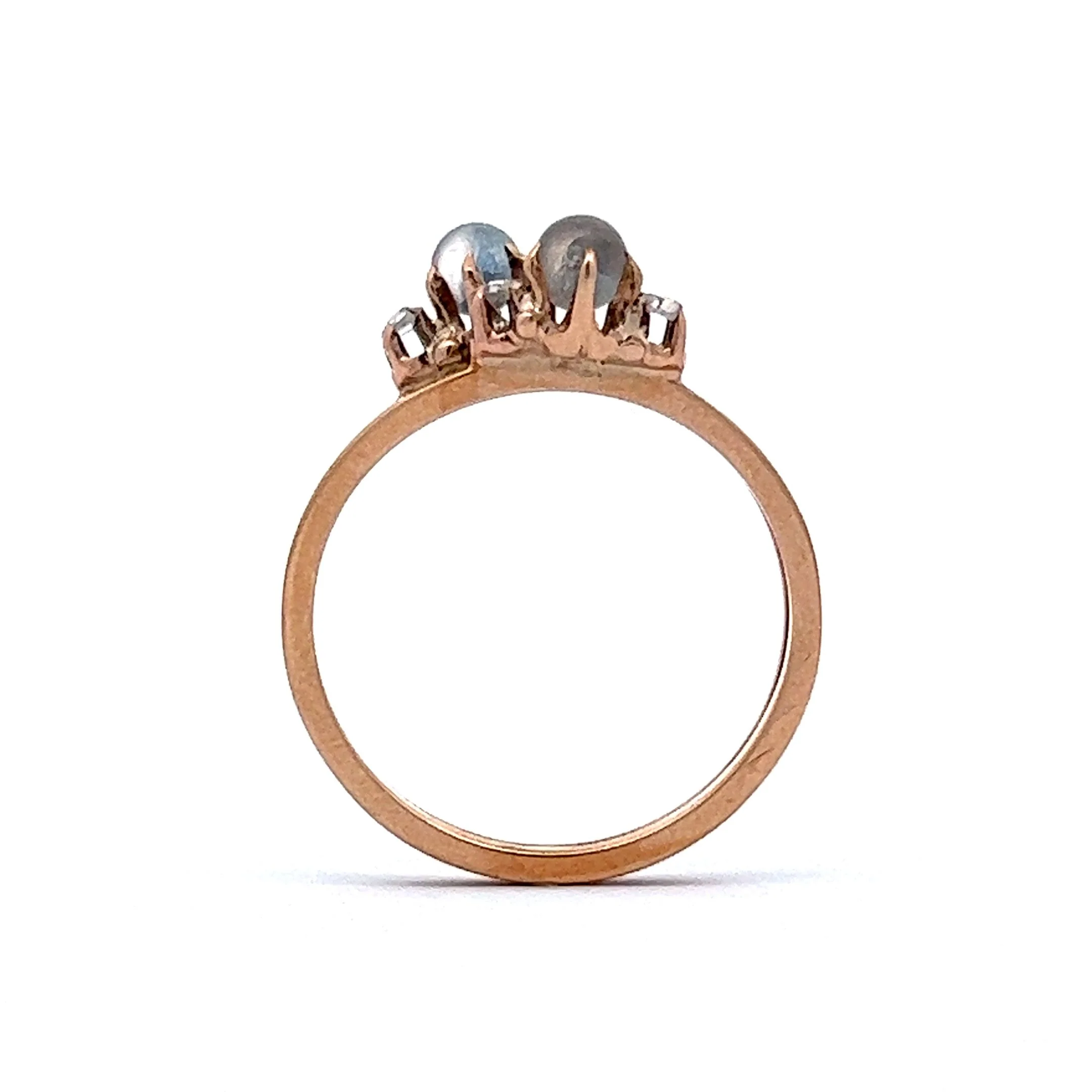 Vintage Victorian Moonstone & Diamond Right Hand Ring in 14k Yellow Gold - Image 4