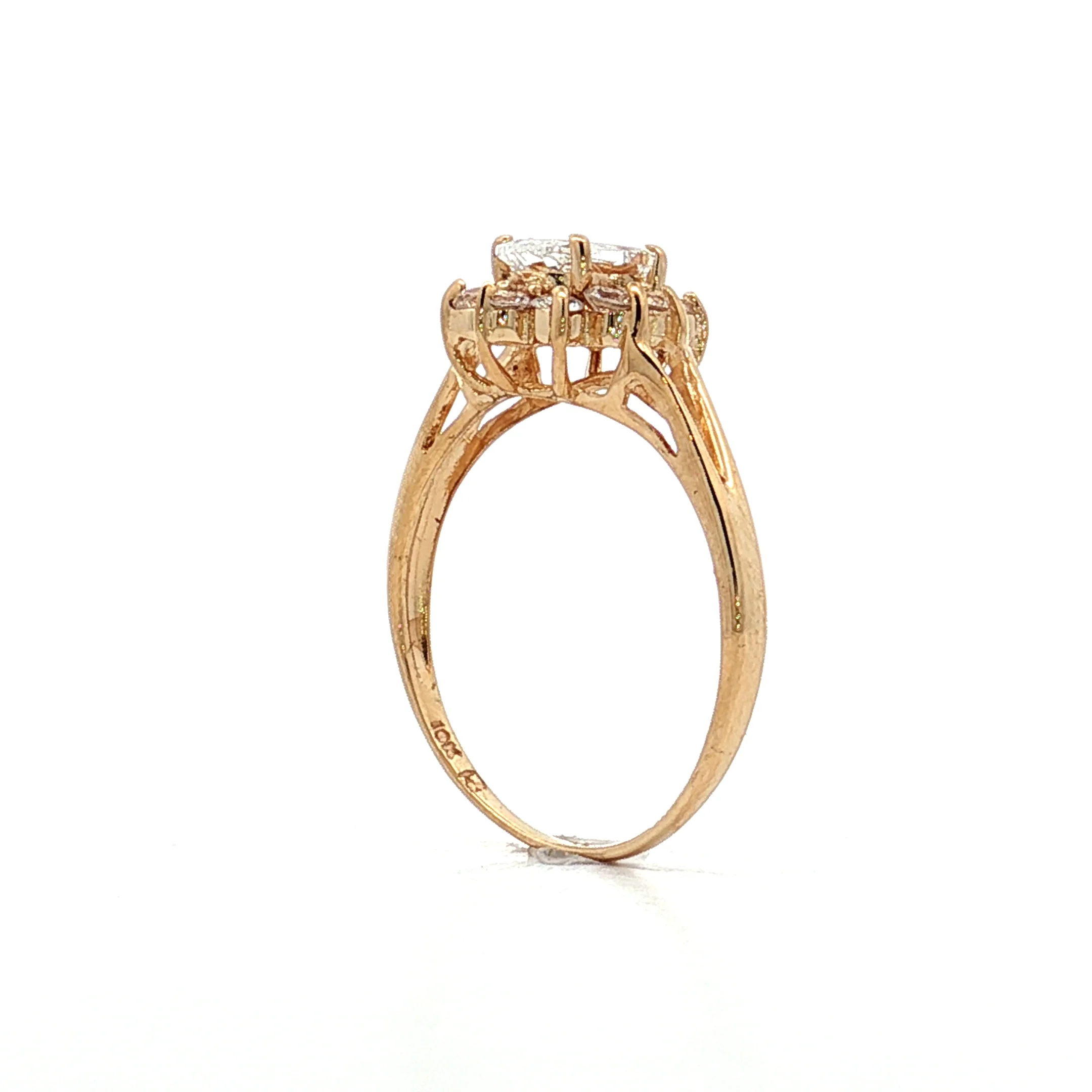.42 Oval Rose Cut Diamond Halo Engagement Ring 10k - Image 5