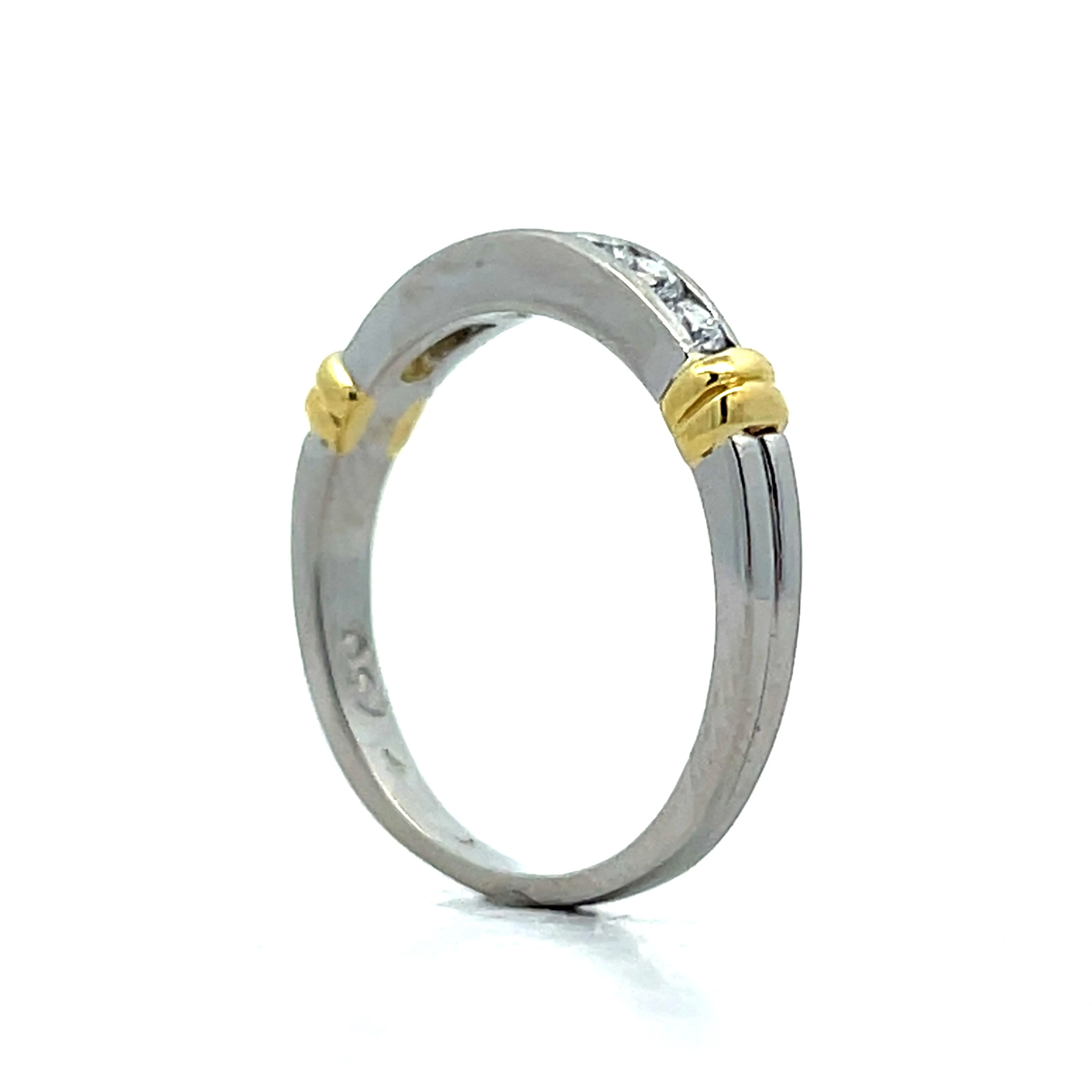 .42 Two-Tone Diamond Wedding Band in Platinum & 18k - Image 4
