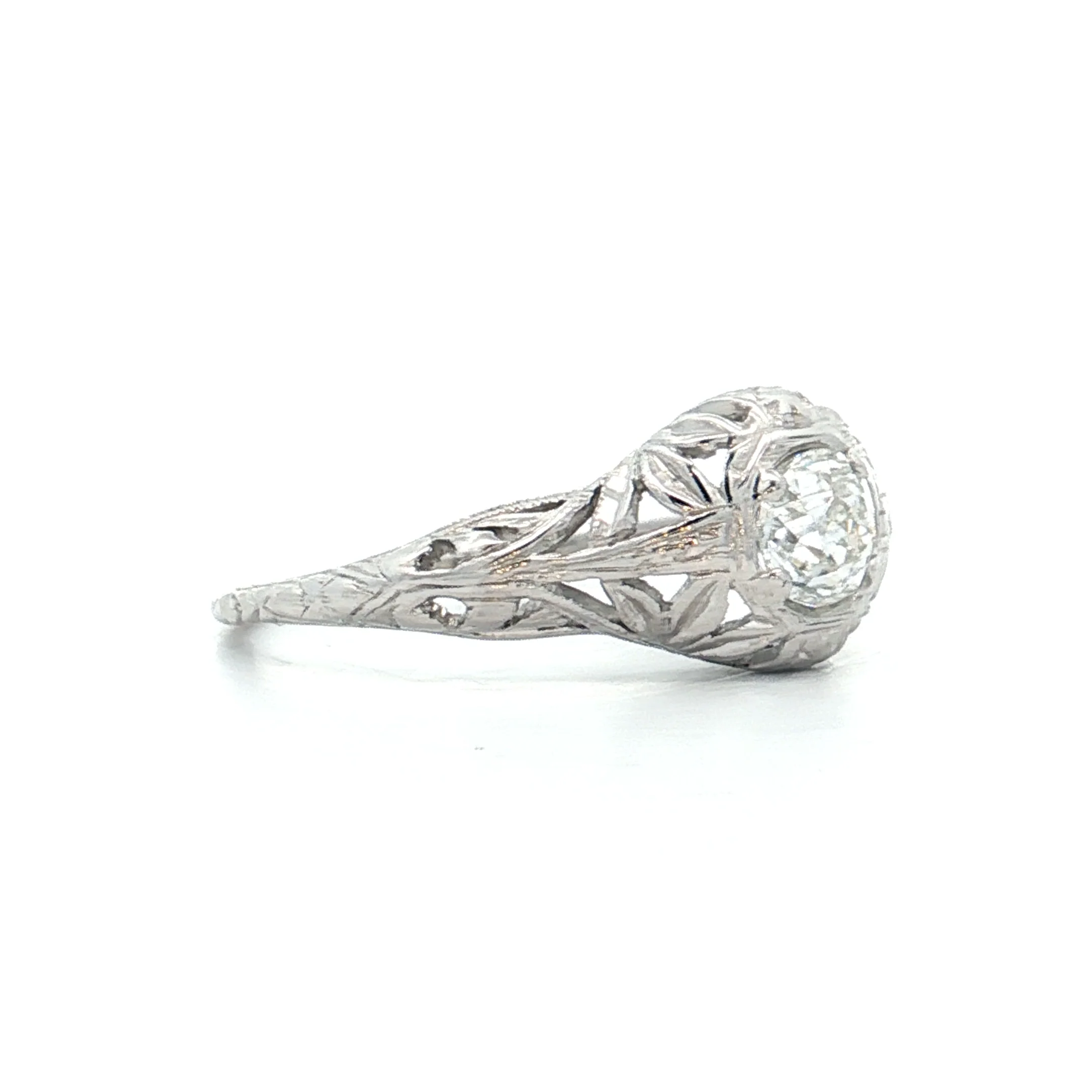 .42 Vintage Deco Diamond Filigree Engagement Ring 18k - Image 3