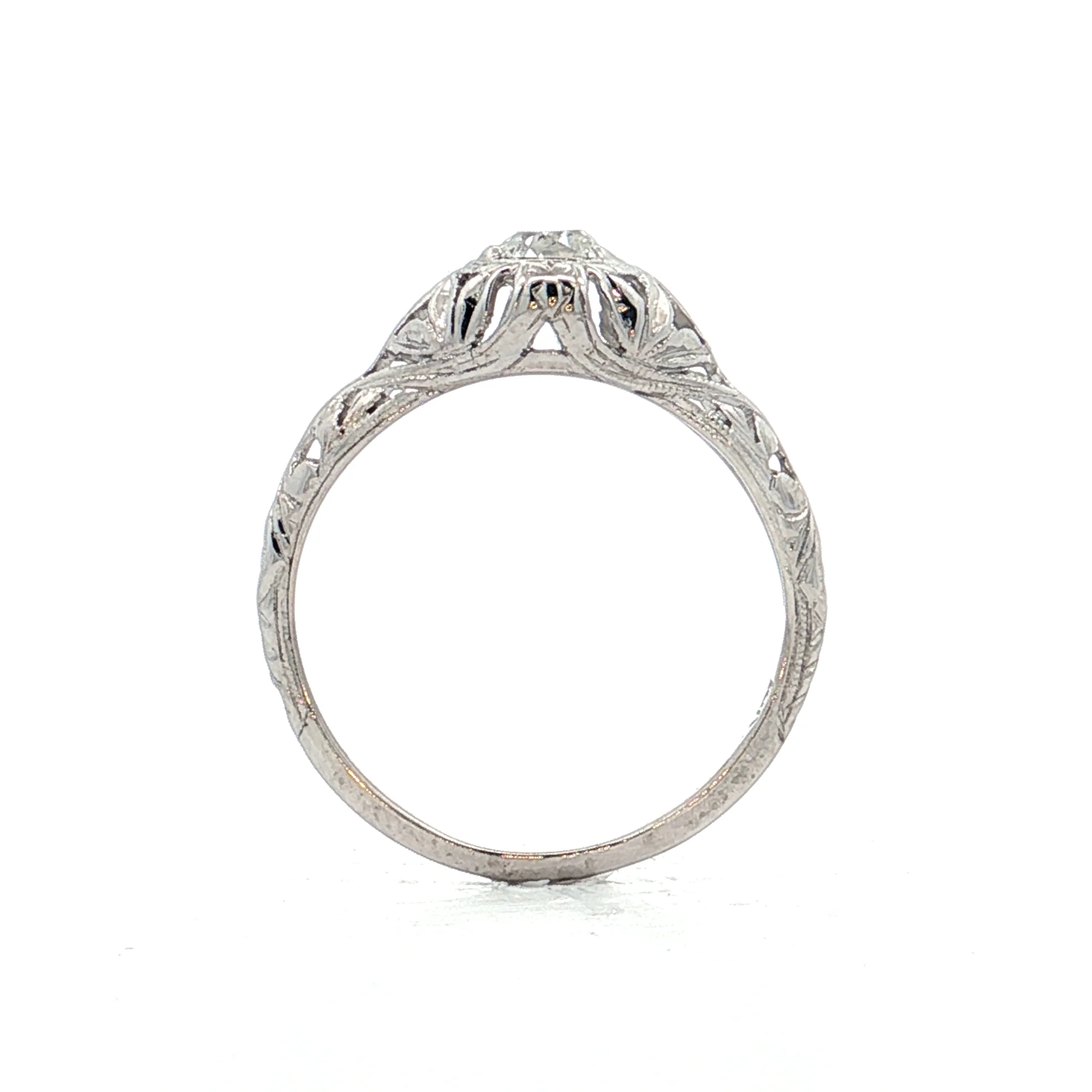 .42 Vintage Deco Diamond Filigree Engagement Ring 18k - Image 4
