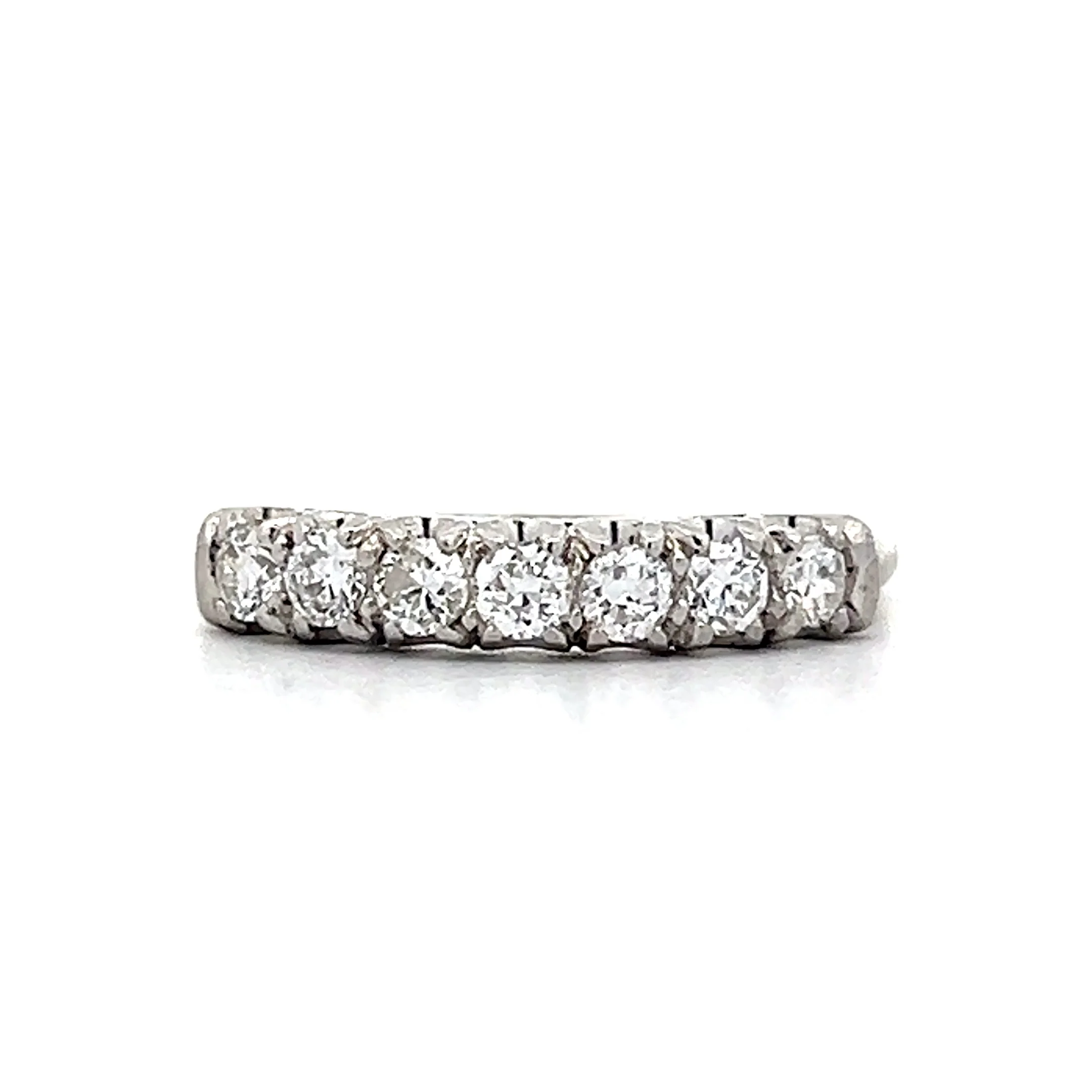 .42 Vintage Transitional Cut Diamond Wedding Band in Platinum