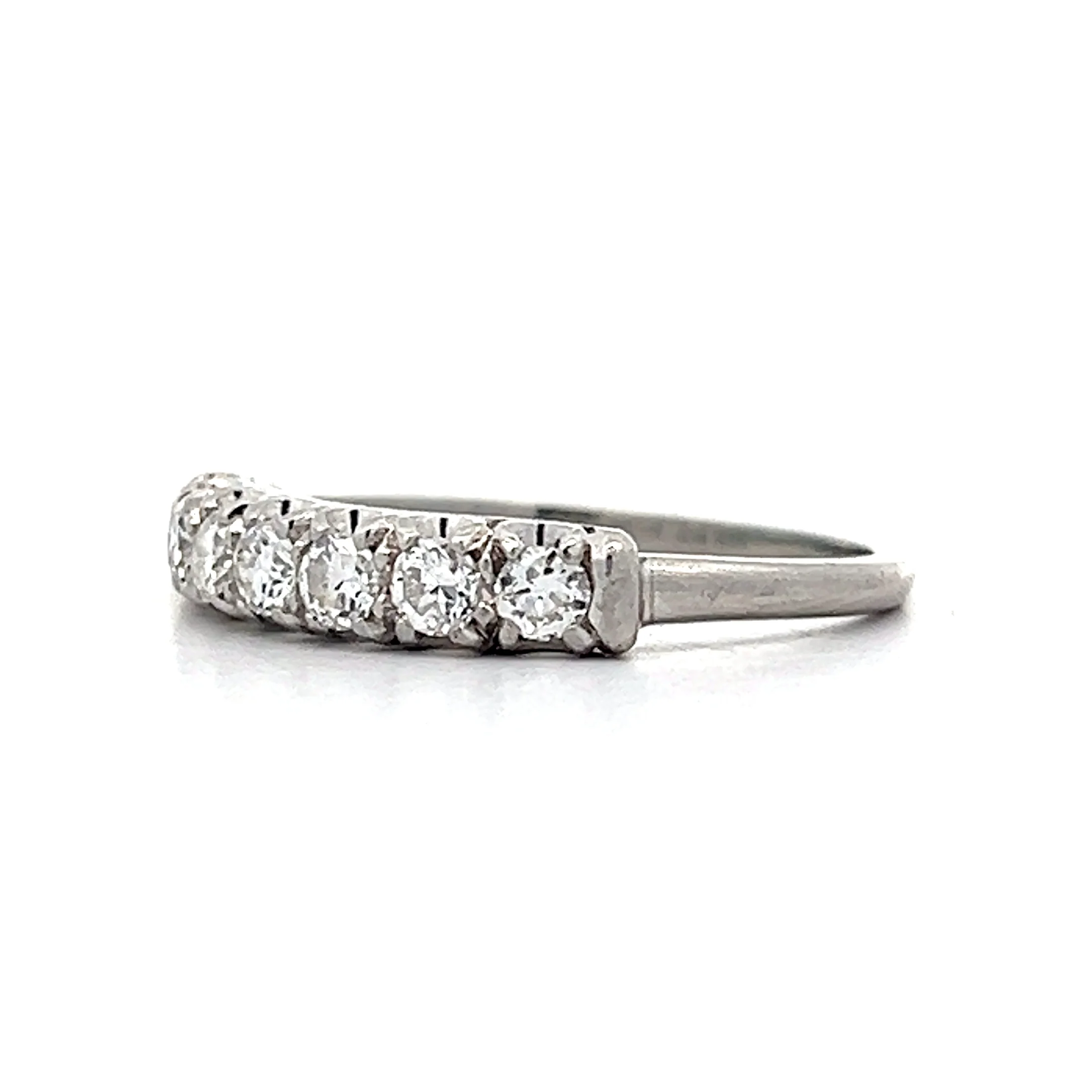.42 Vintage Transitional Cut Diamond Wedding Band in Platinum - Image 2