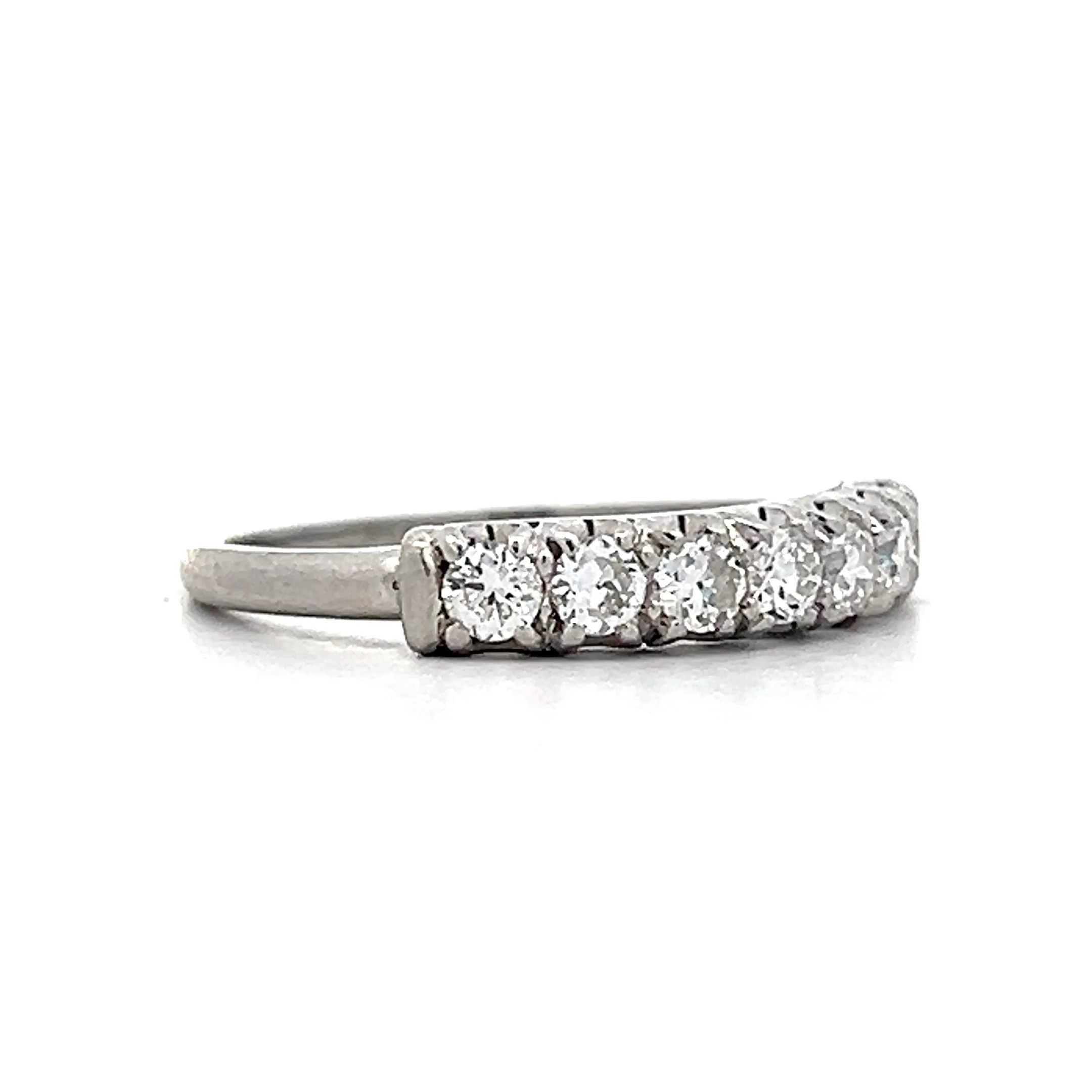 .42 Vintage Transitional Cut Diamond Wedding Band in Platinum - Image 3