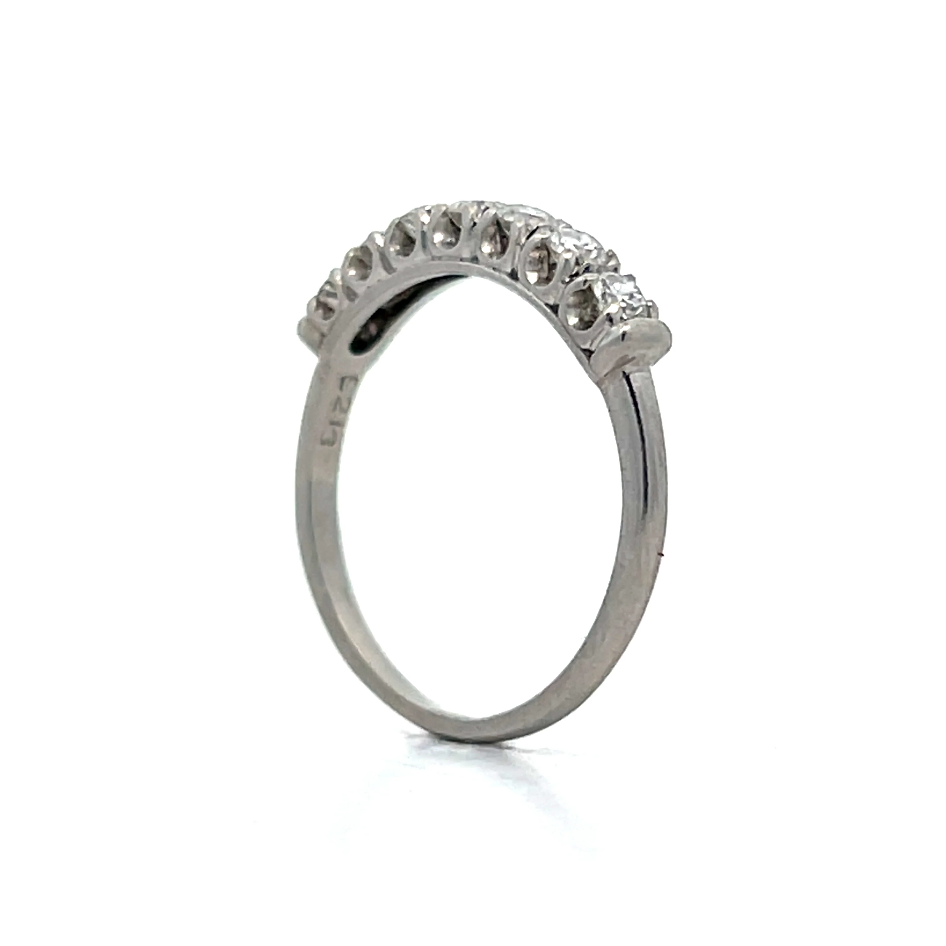 .42 Vintage Transitional Cut Diamond Wedding Band in Platinum - Image 5