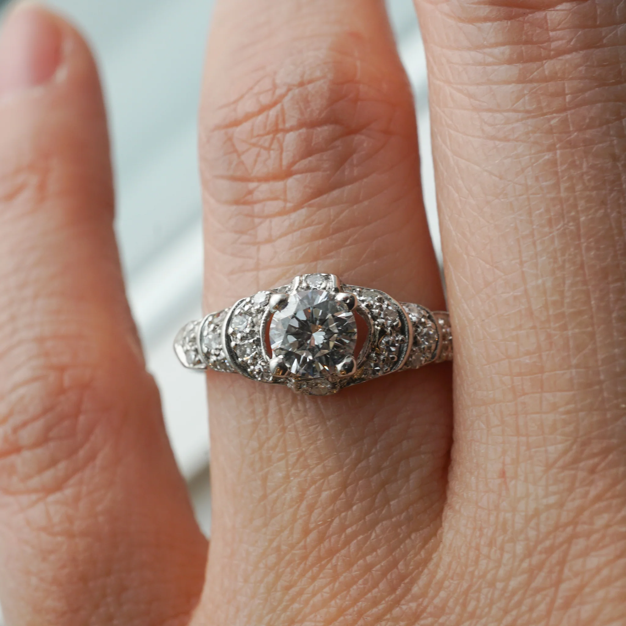 .43 Antique Art Deco Diamond Engagement Ring in Platinum - Image 6