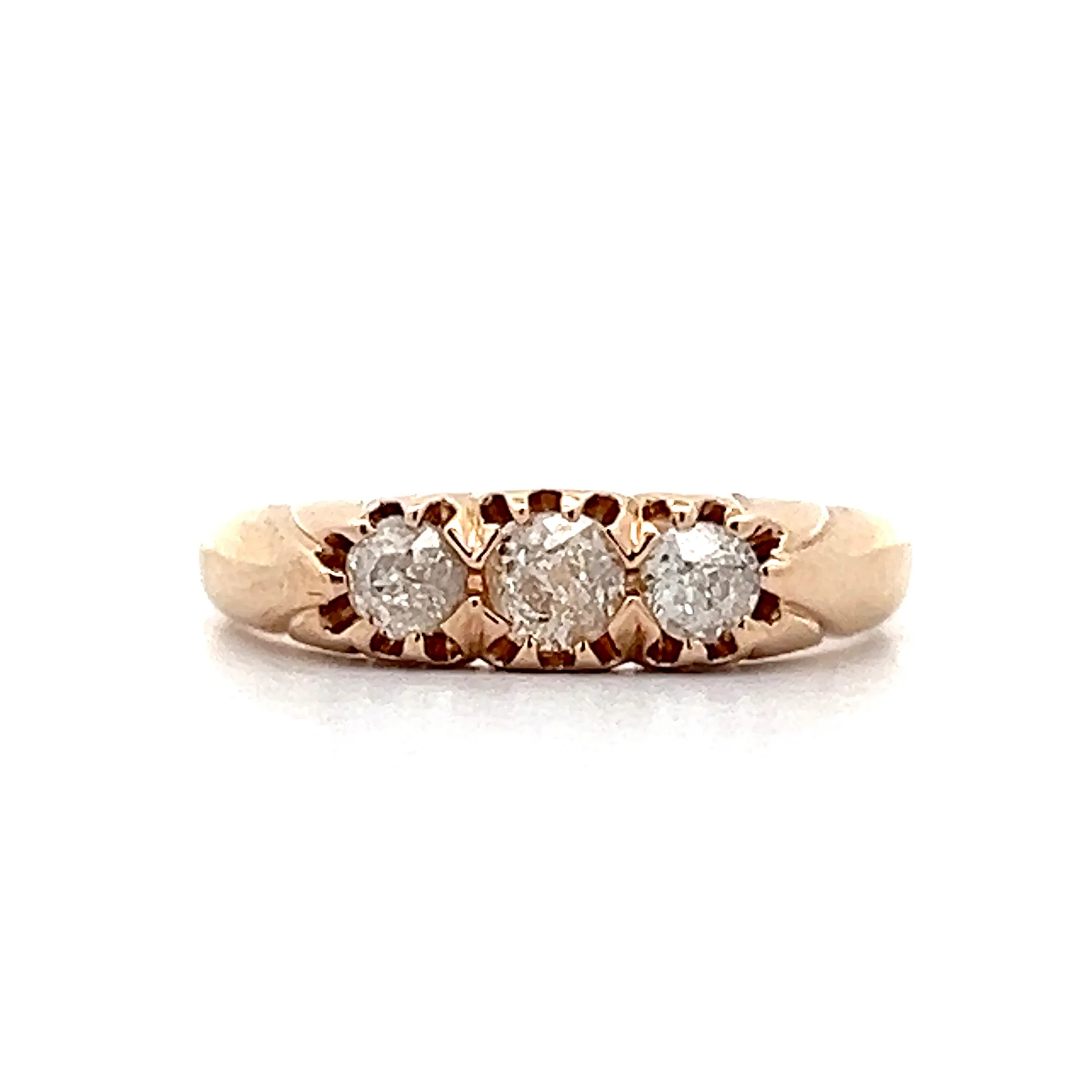 .43 Antique Victorian Three Stone Diamond Ring in 14k