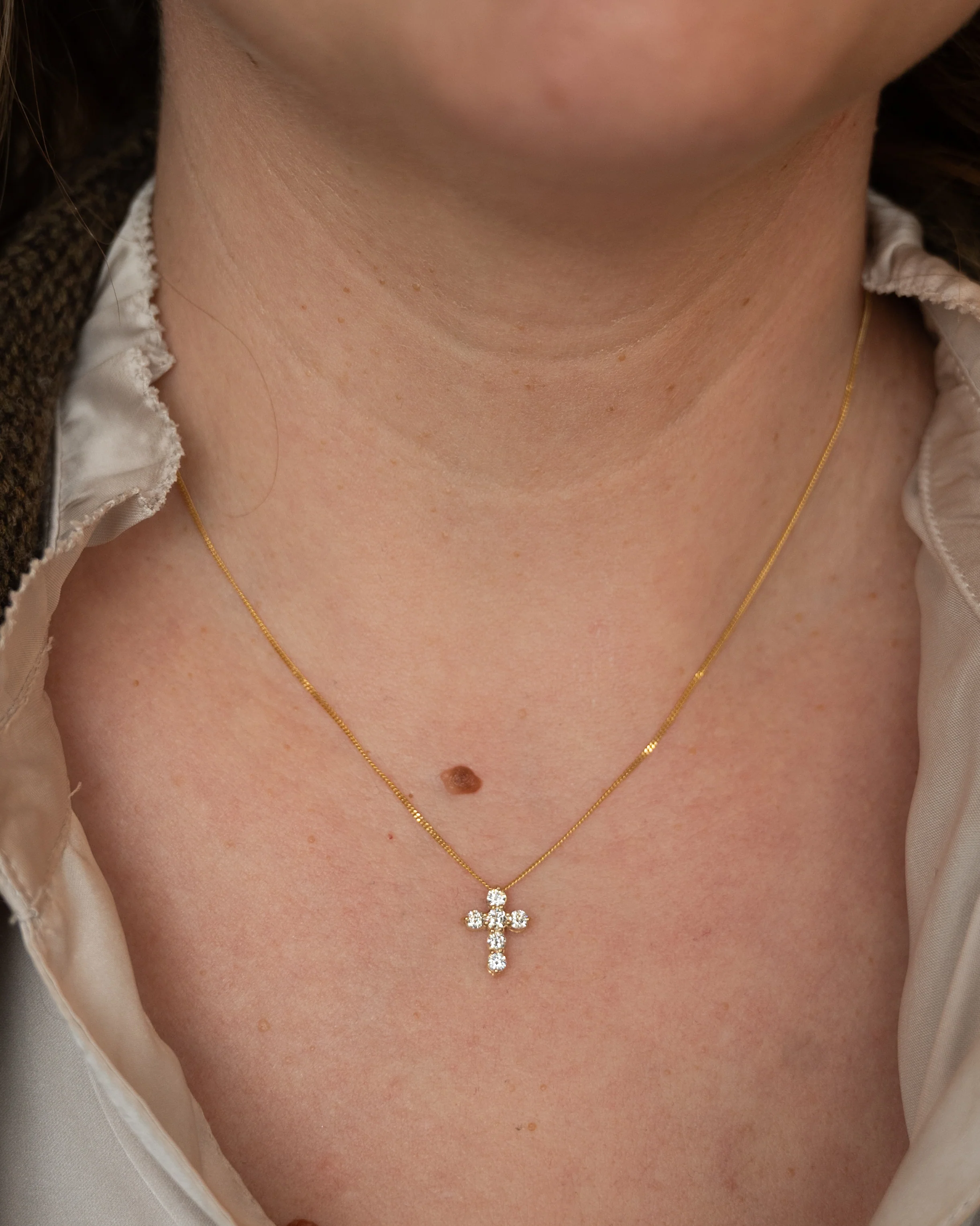 .43 Diamond Cross Pendant 14k Rose Gold - Image 6