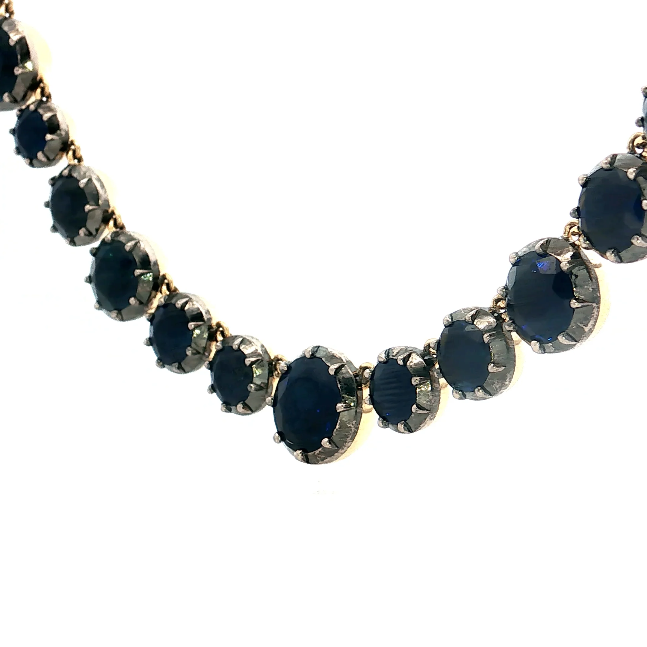 44.71 Round Cut Sapphire Necklace in 18k Yellow Gold - Image 5