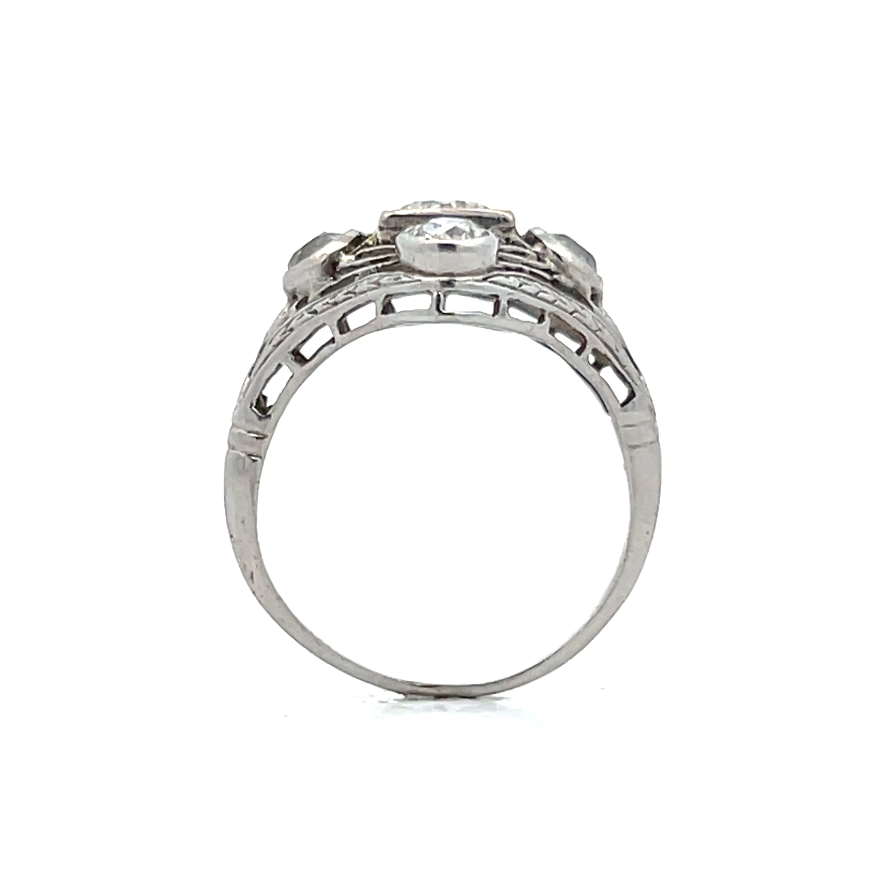 .44 Antique Filigree Art Deco Cocktail Ring in 14k White Gold - Image 4
