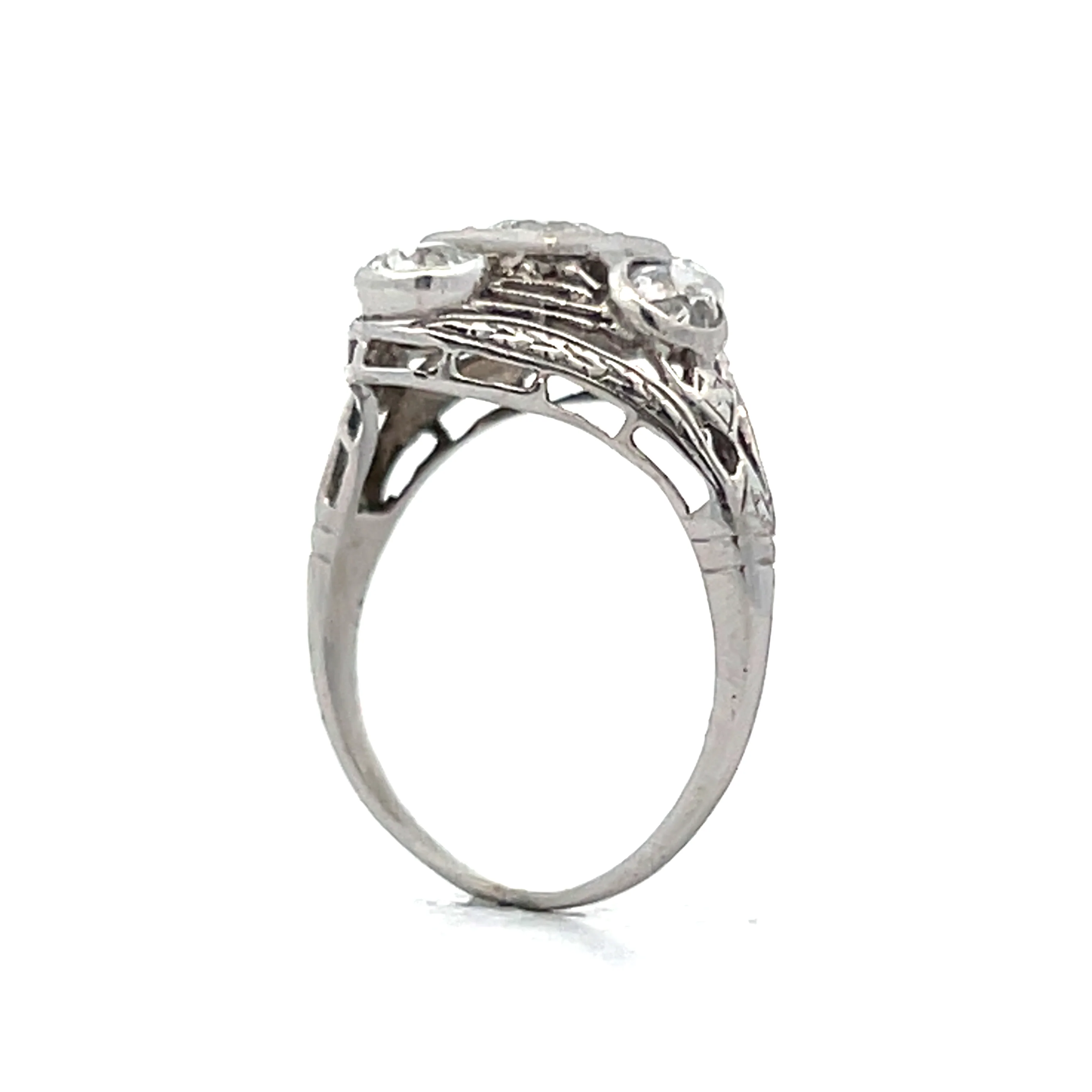 .44 Antique Filigree Art Deco Cocktail Ring in 14k White Gold - Image 5