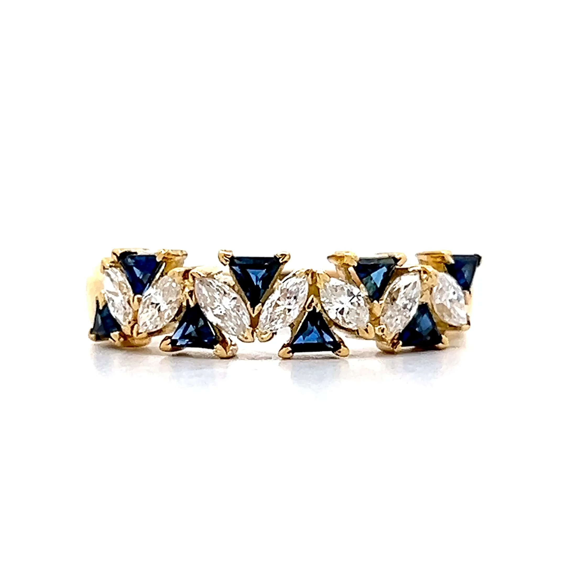 .44 Diamond & Sapphire Stacking Ring in 18k Yellow Gold