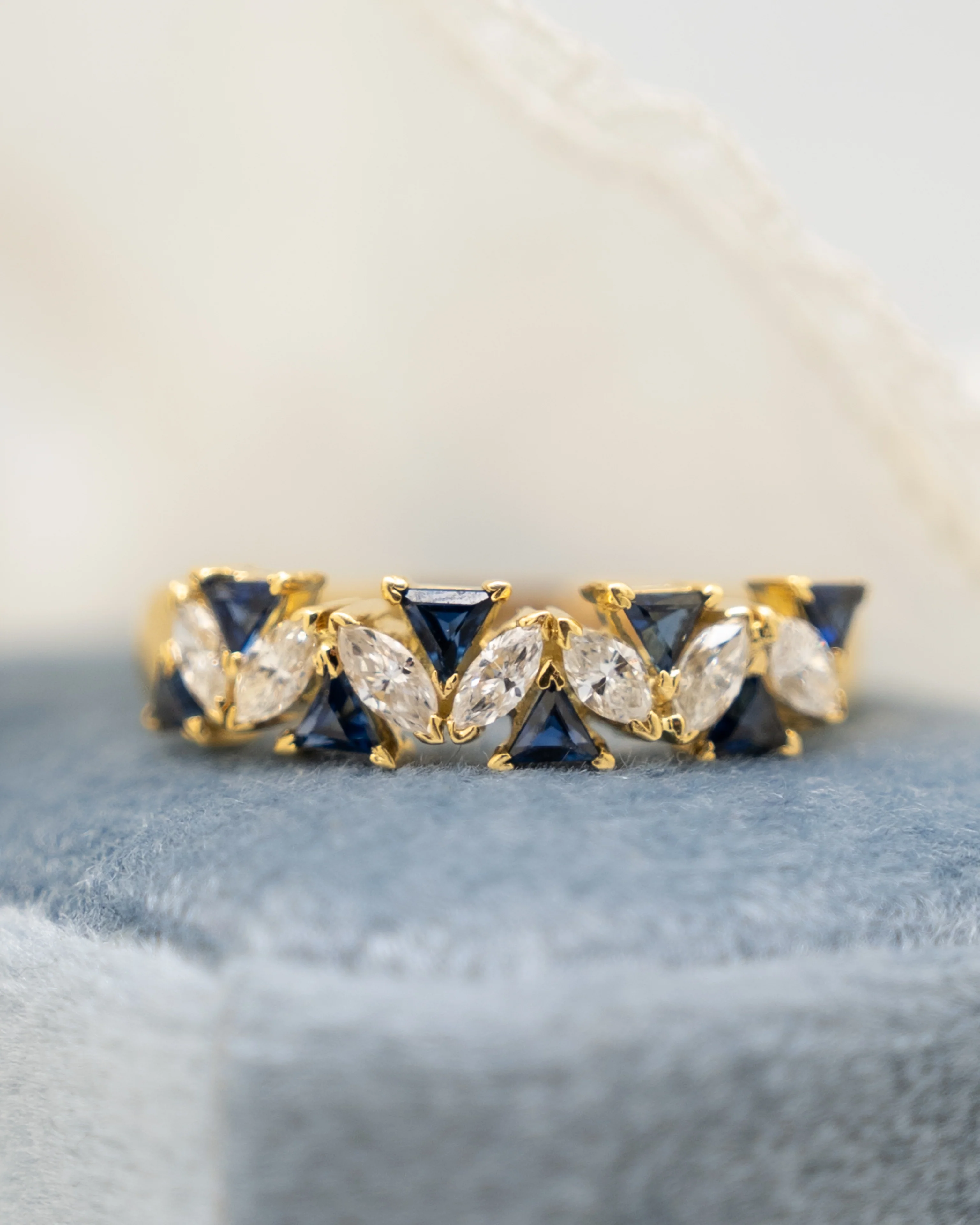 .44 Diamond & Sapphire Stacking Ring in 18k Yellow Gold - Image 6