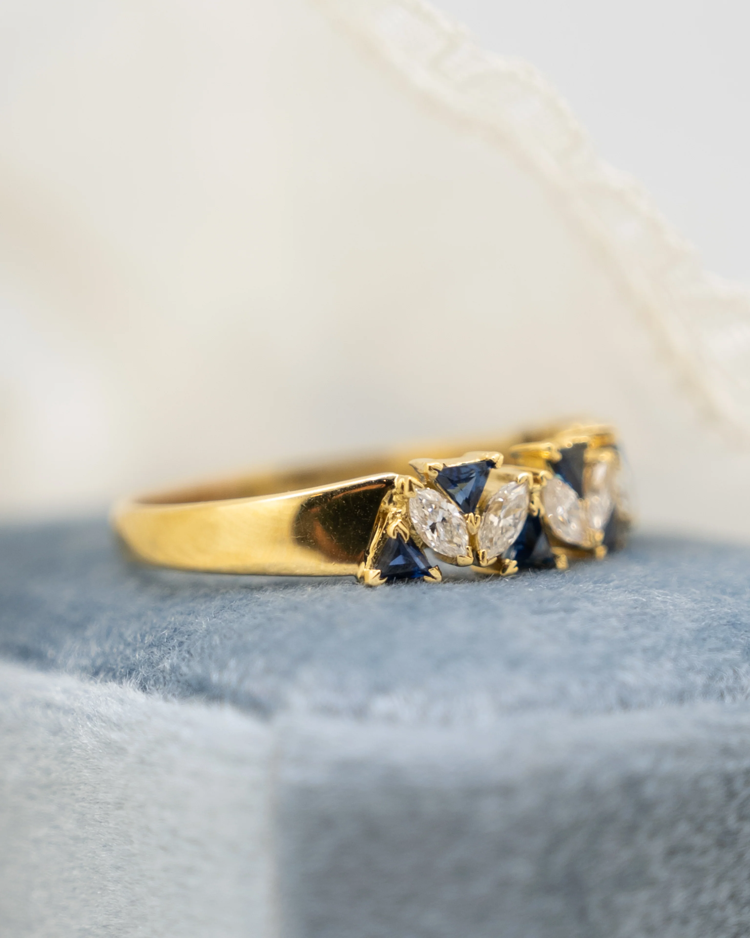 .44 Diamond & Sapphire Stacking Ring in 18k Yellow Gold - Image 7