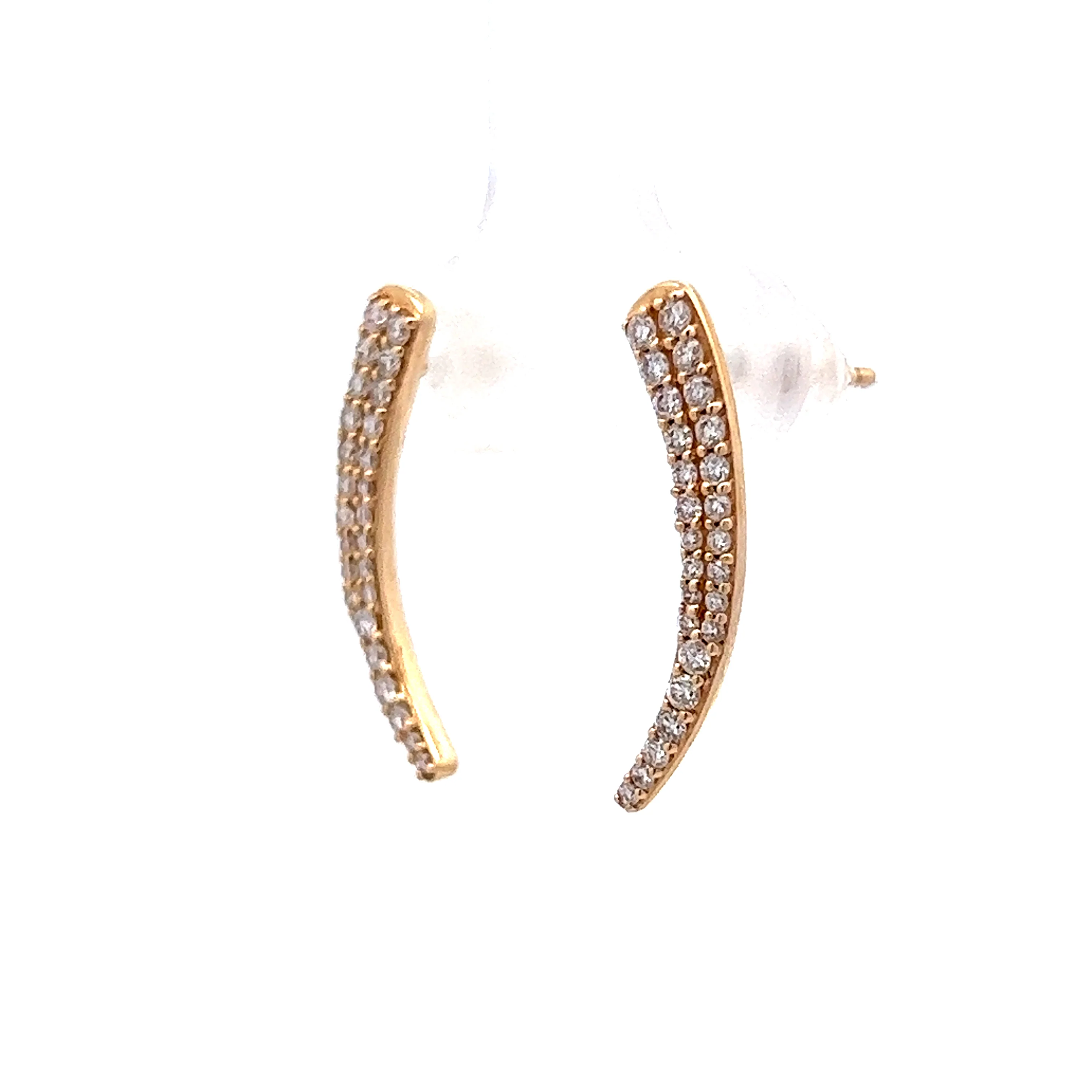 .44 Curved Diamond Stud Earrings in 14k Yellow Gold - Image 2